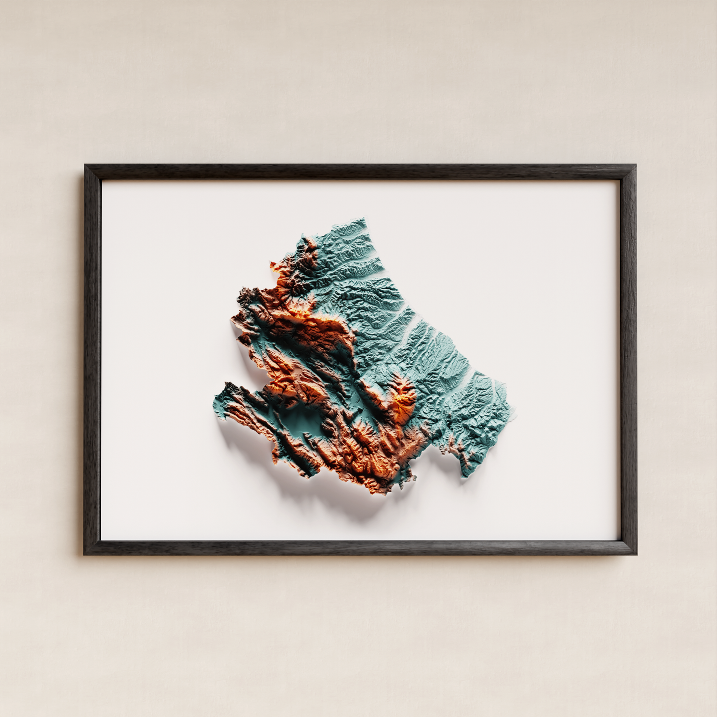 ABRUZZO. Mapa de relieve con contraste.