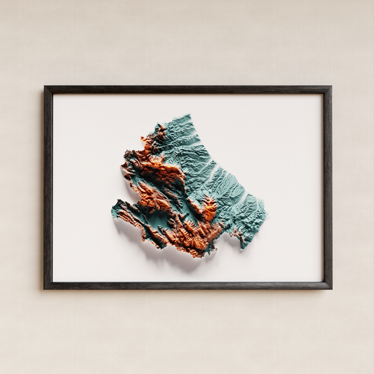 ABRUZZO. Mapa de relieve con contraste.