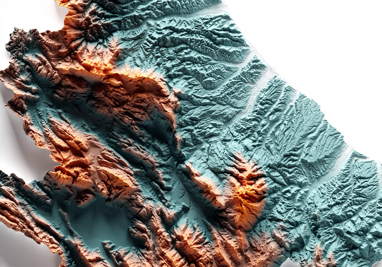 ABRUZZO. Mapa de relieve con contraste.