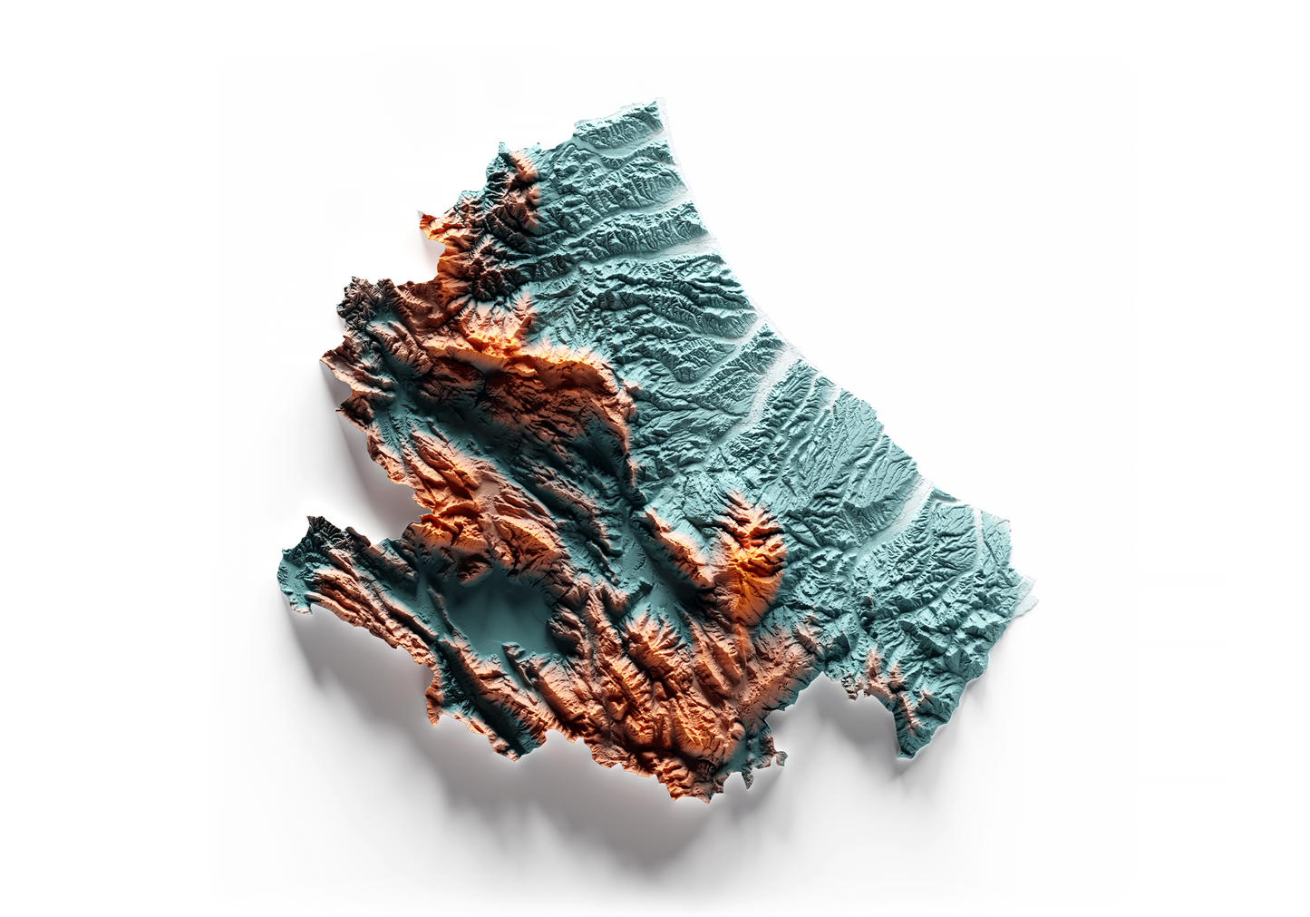ABRUZZO. Mapa de relieve con contraste.