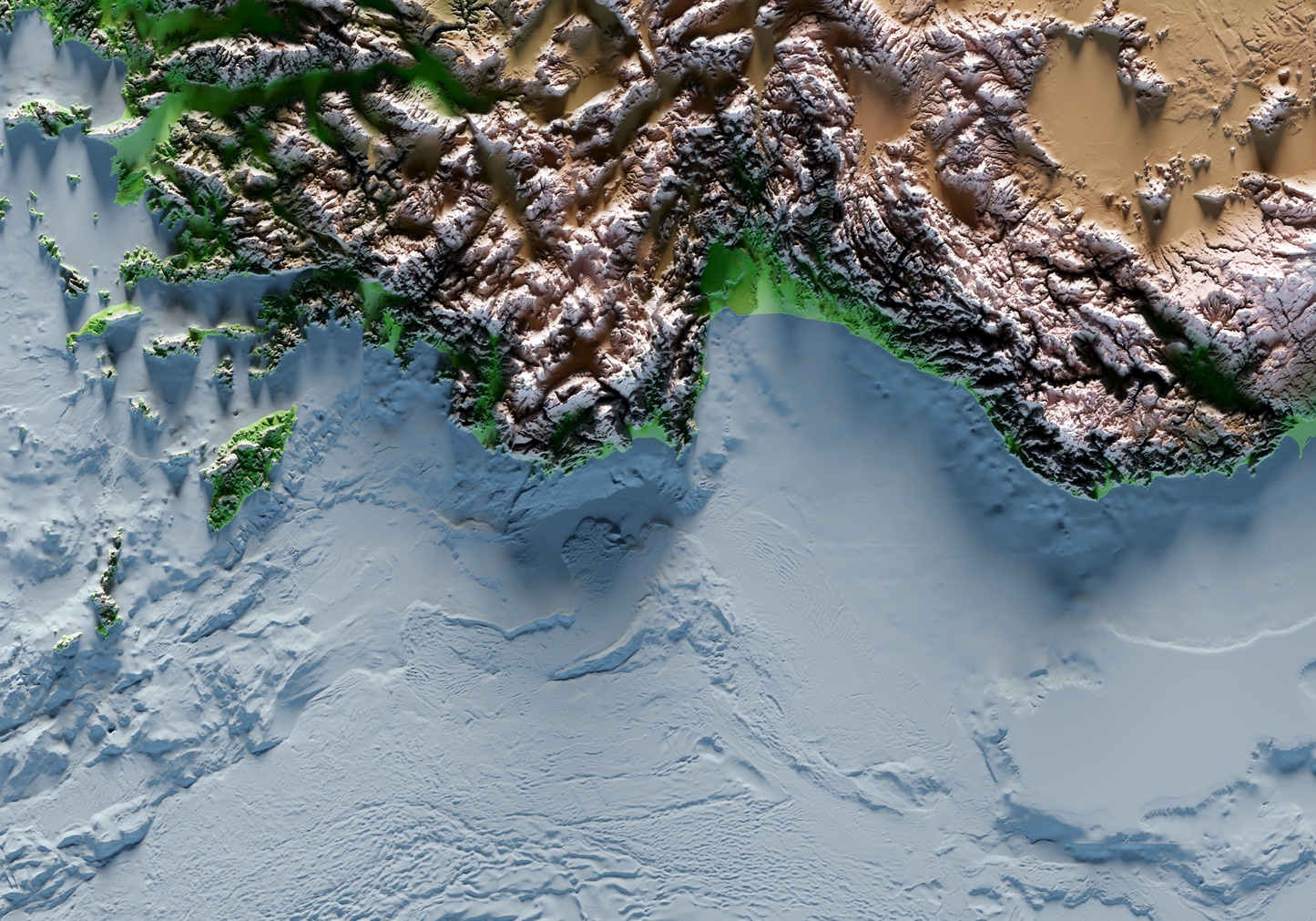 REGIÓN DEL MAR EGEO. Classic reief map print with bathymetry. Blue sea version.