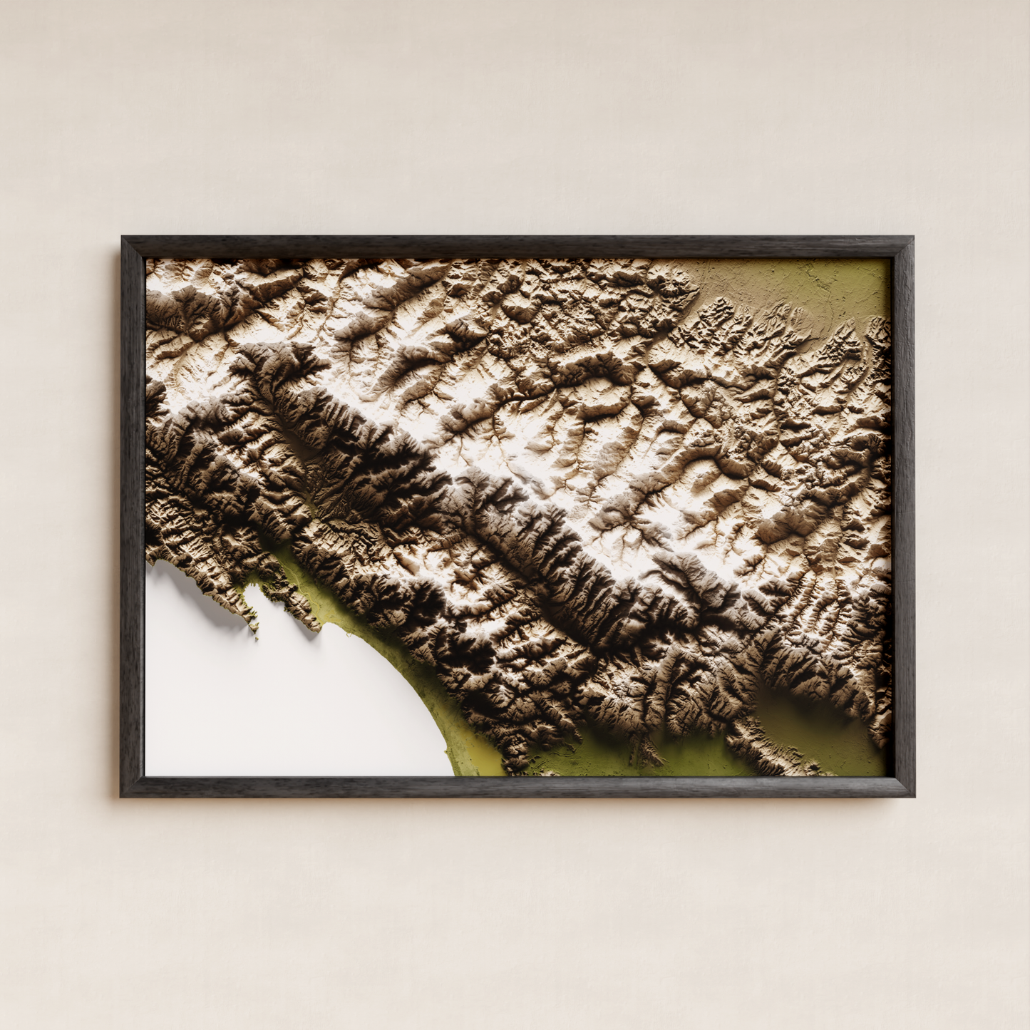 ALPES APUANOS. Mapa de relieve en colores terrosos.