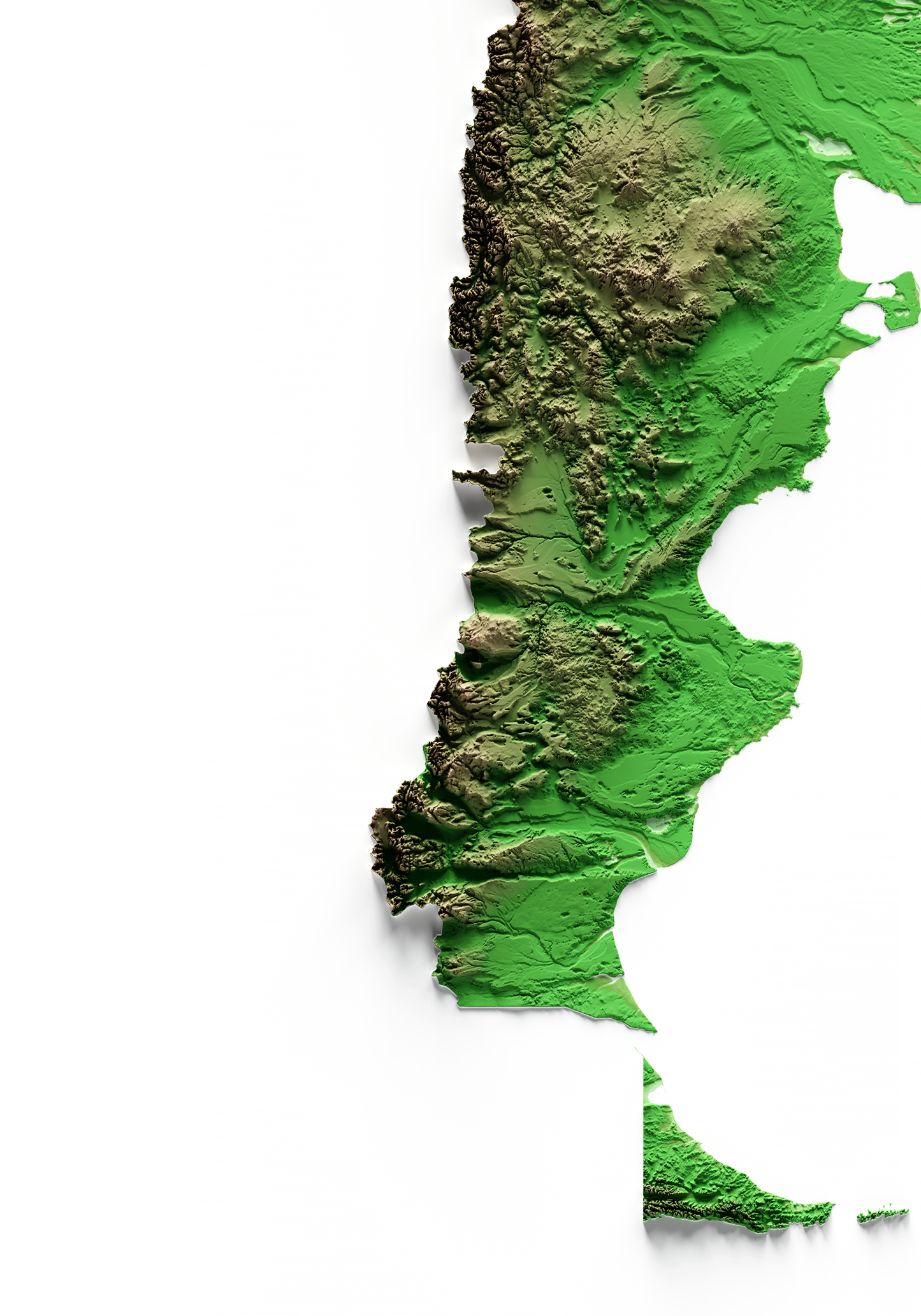 ARGENTINA. Mapa de relieve clásico.