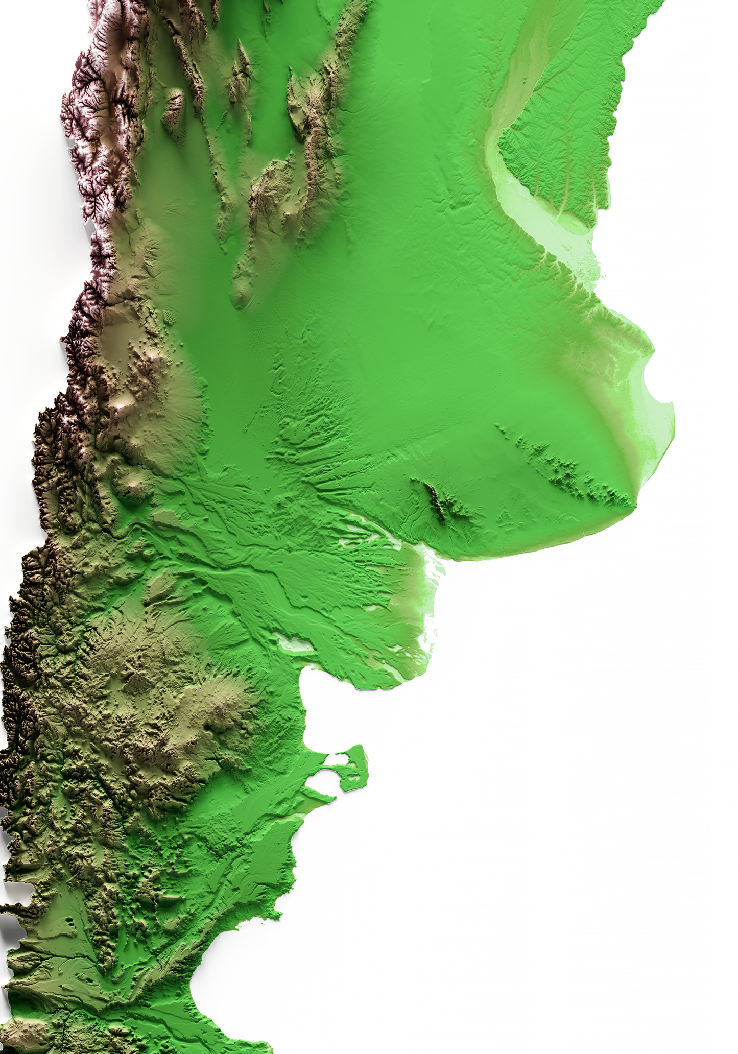 ARGENTINA. Mapa de relieve clásico.