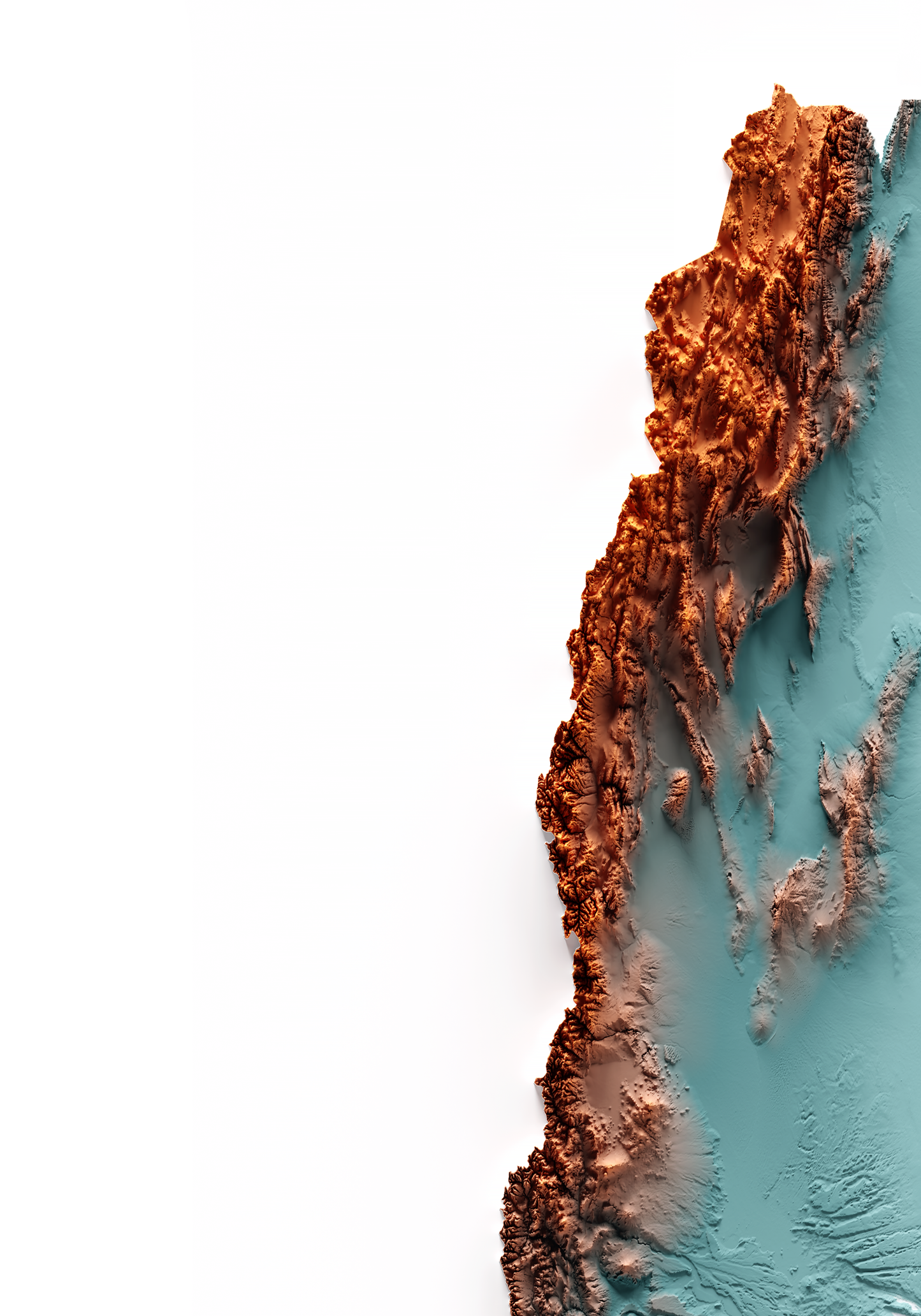 ARGENTINA. Mapa de relieve con contraste.