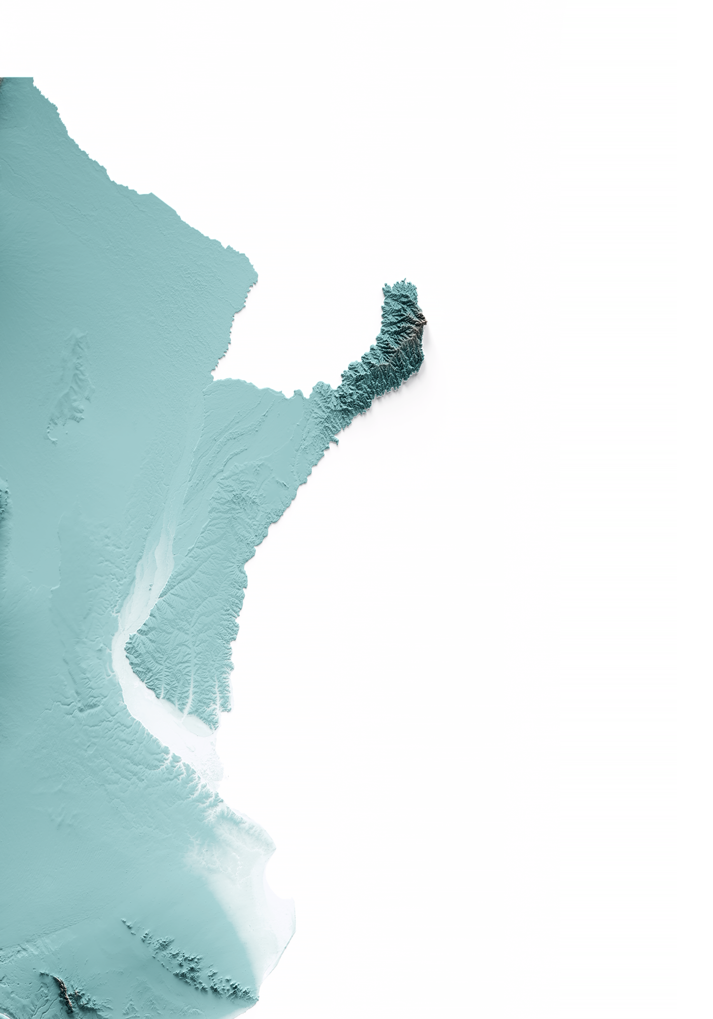 ARGENTINA. Mapa de relieve con contraste.