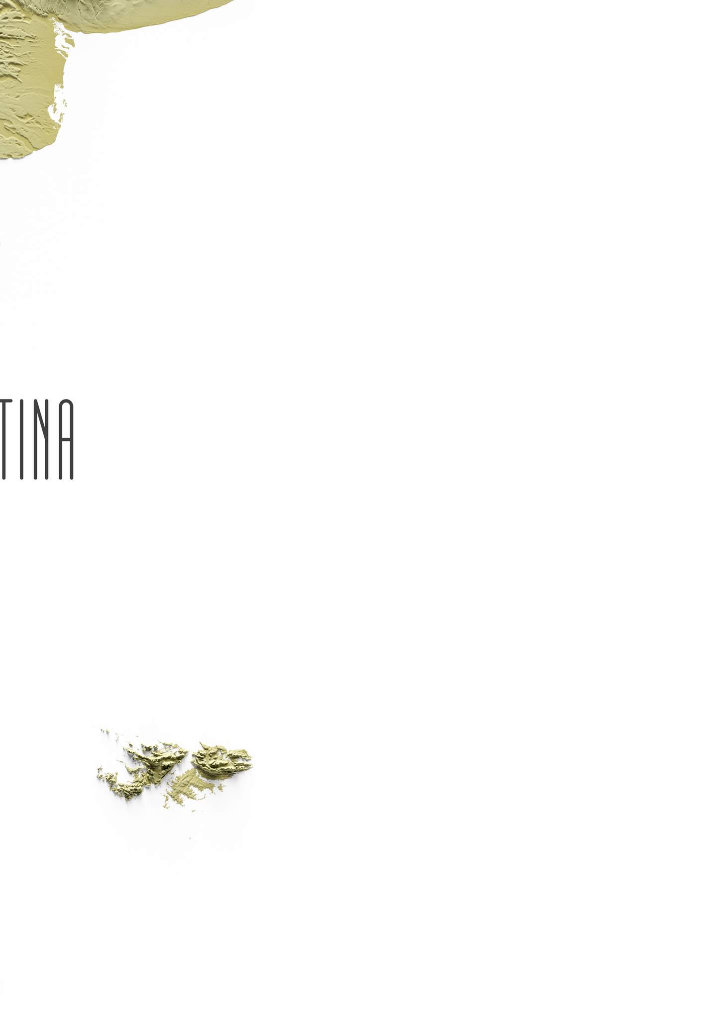 ARGENTINA. Mapa de relieve en colores terrosos.