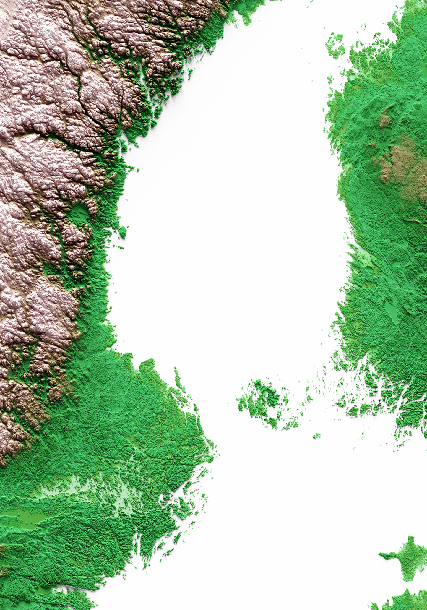 MAR BÁLTICO. Mapa de relieve clásico.