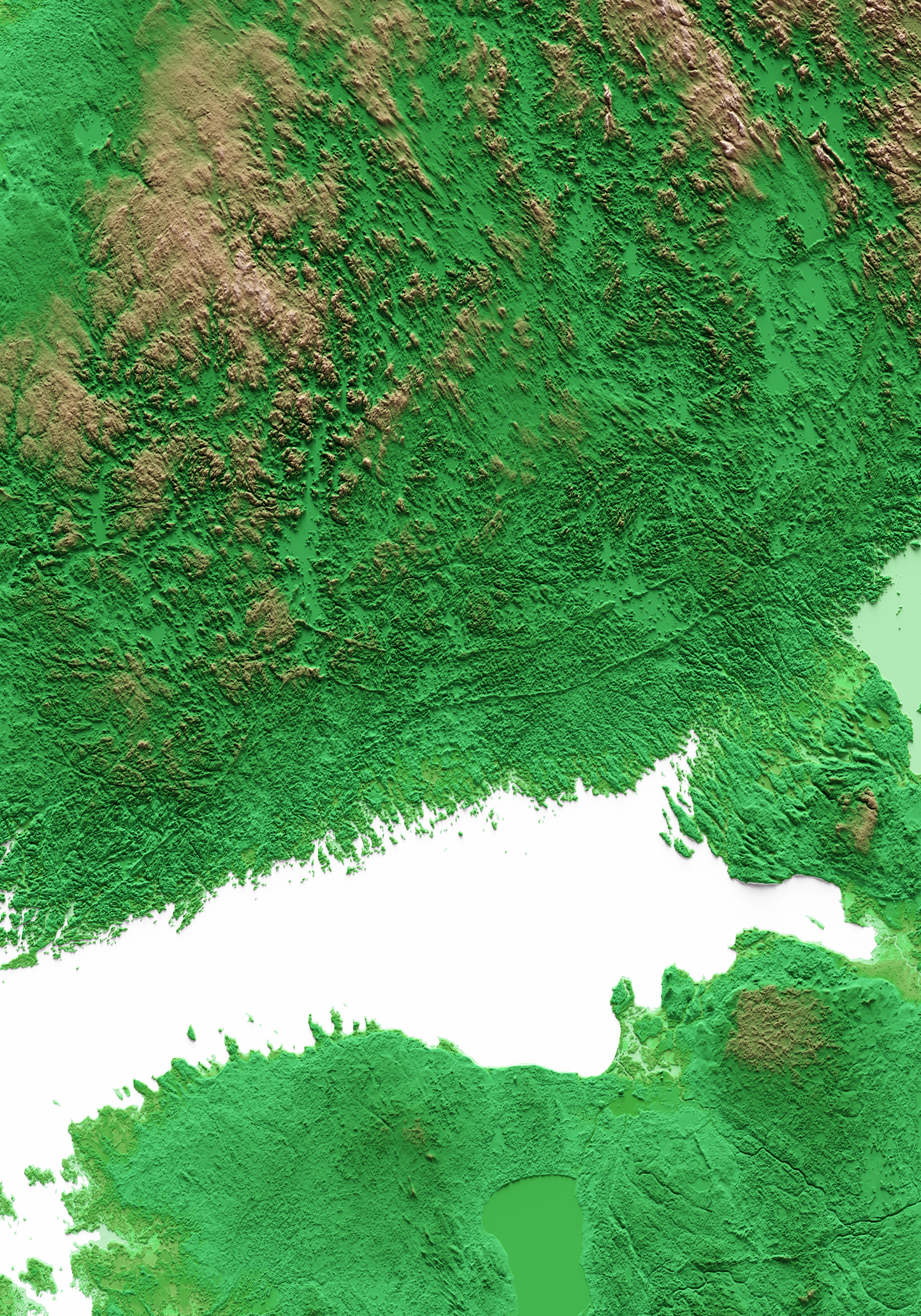 MAR BÁLTICO. Mapa de relieve clásico.