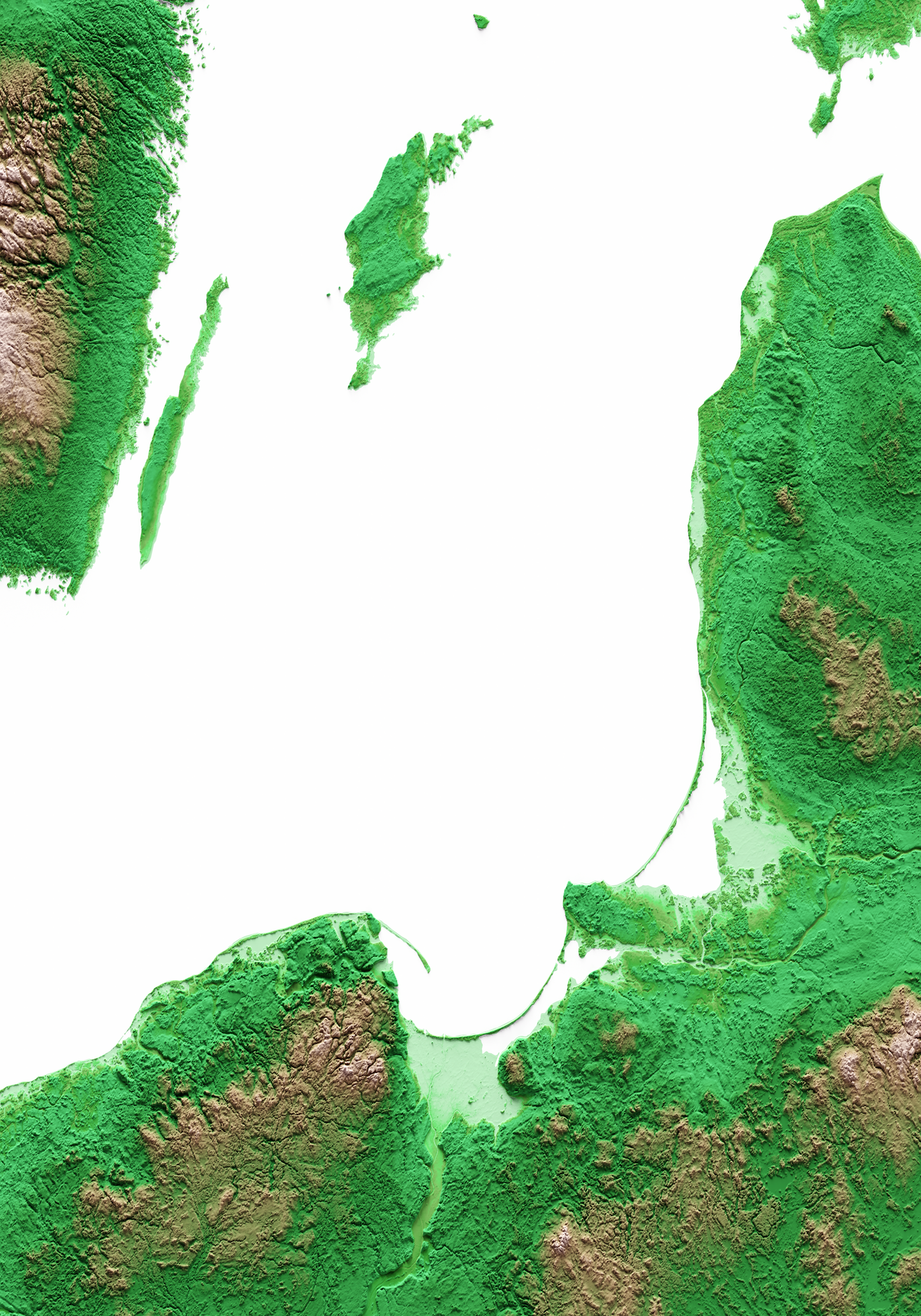 MAR BÁLTICO. Mapa de relieve clásico.