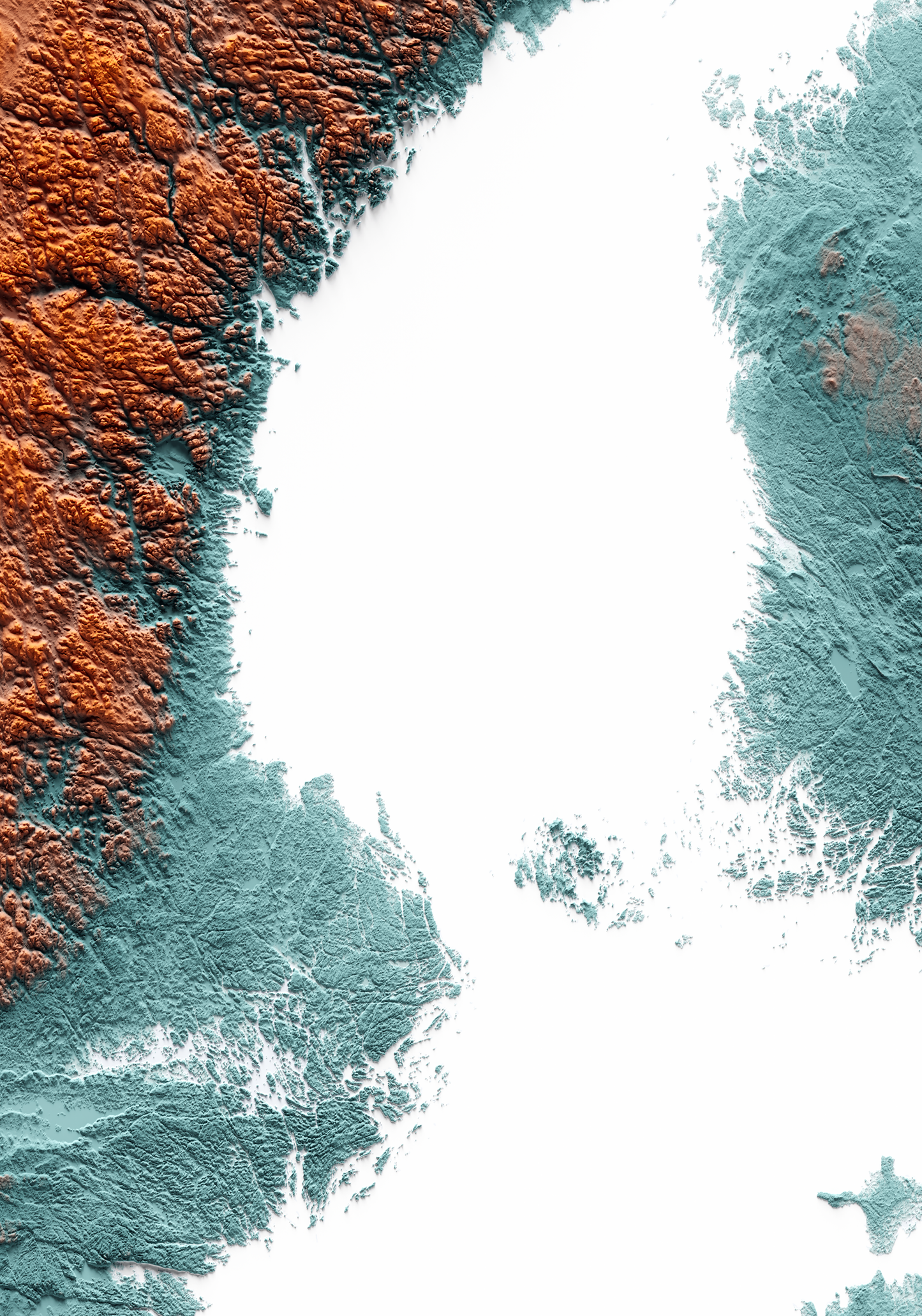 MAR BÁLTICO. Mapa de relieve con contraste.
