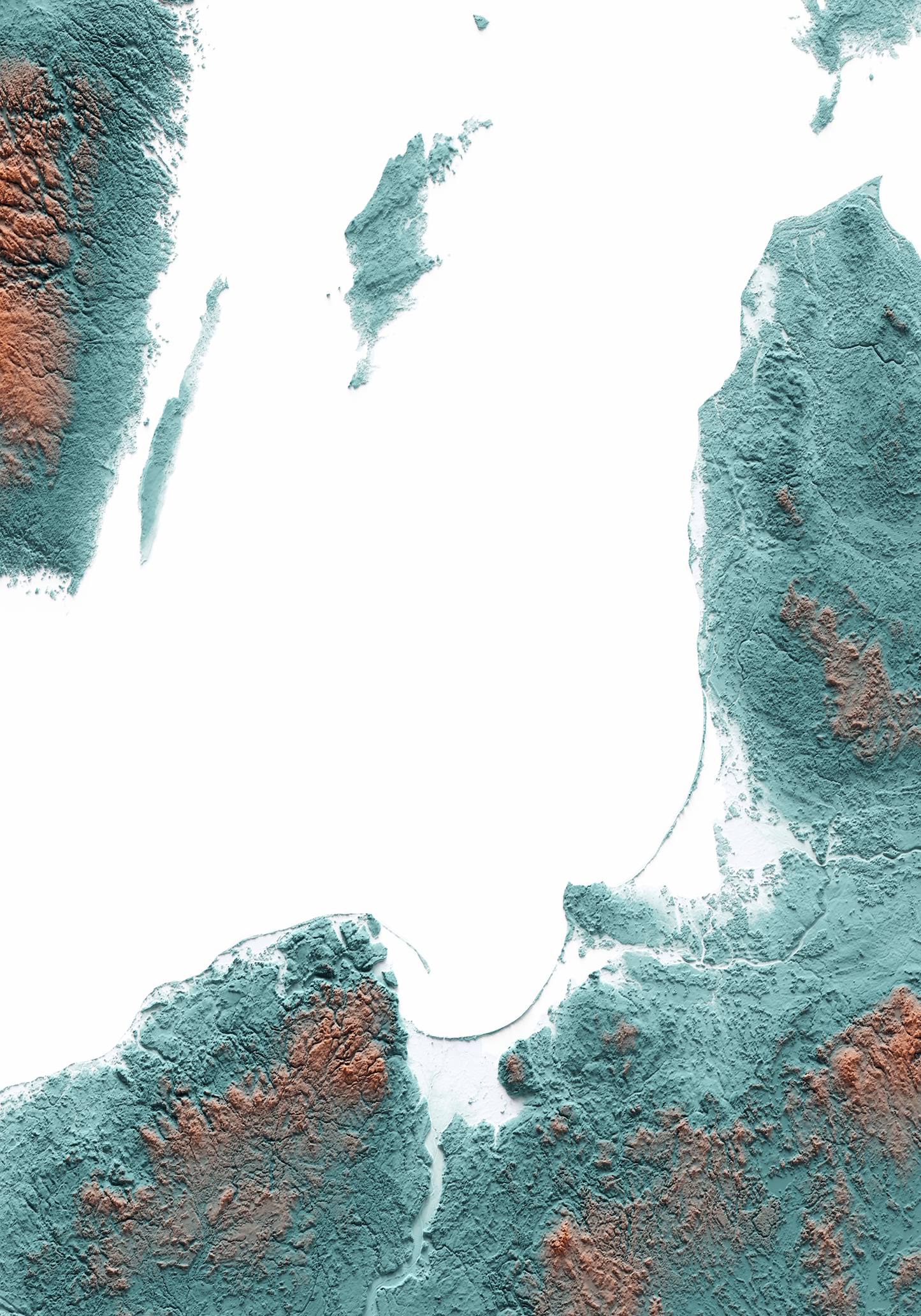 MAR BÁLTICO. Mapa de relieve con contraste.