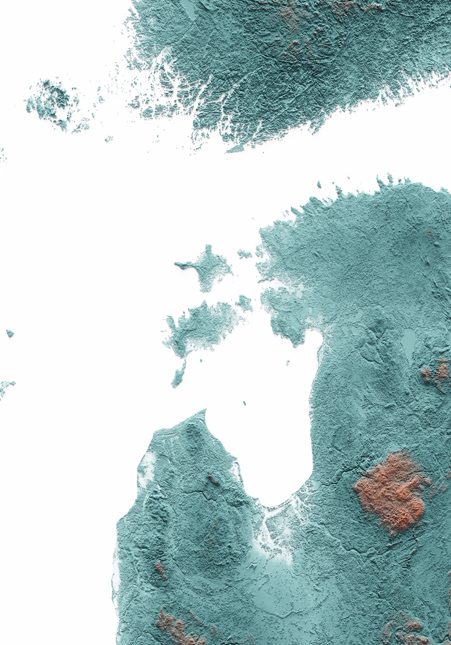 MAR BÁLTICO. Mapa de relieve con contraste.