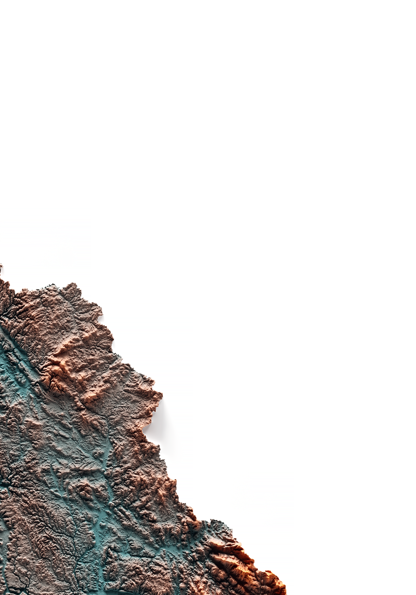 BAVIERA. Mapa de relieve con contraste.