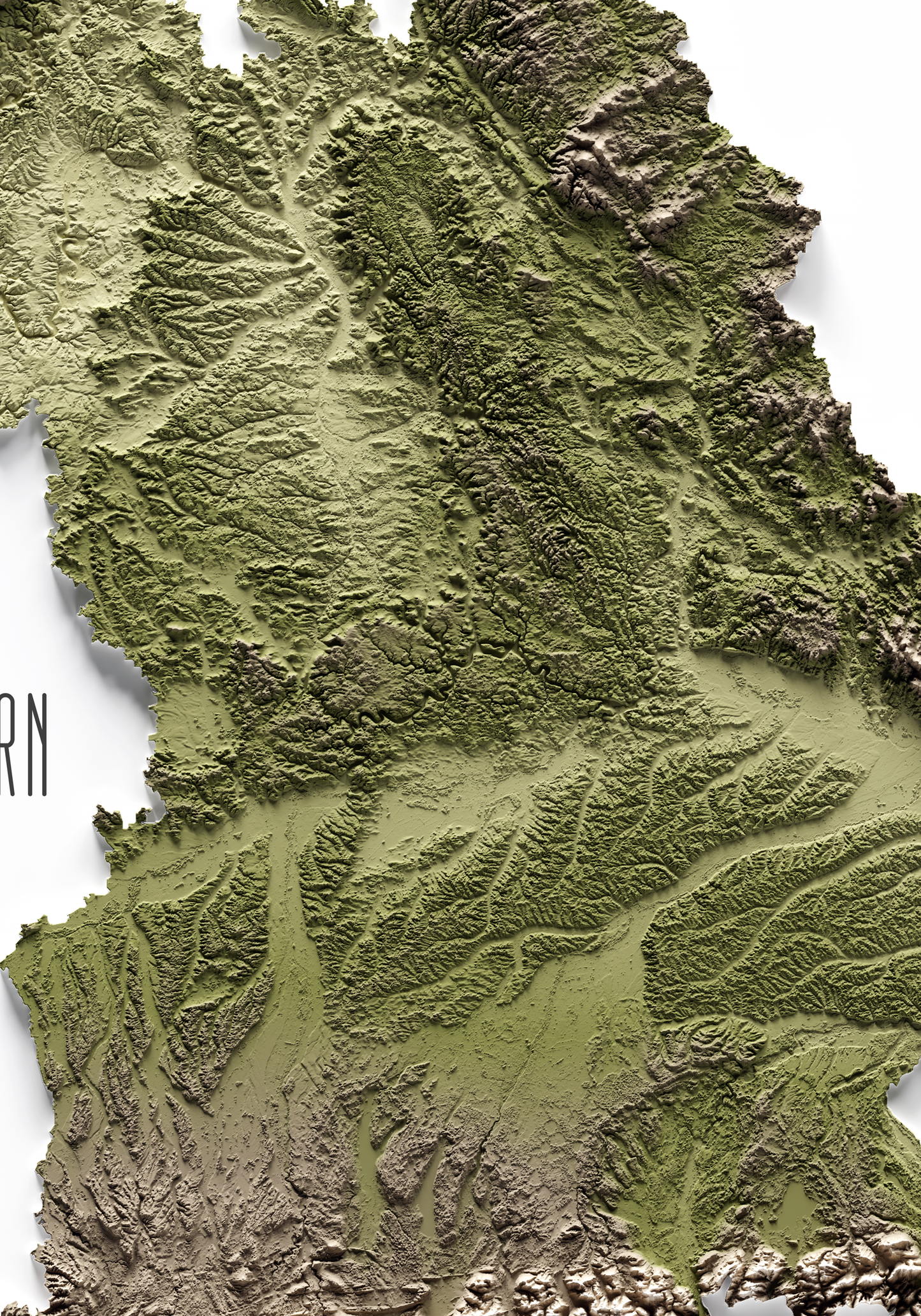 BAVIERA. Mapa de relieve en colores terrosos.