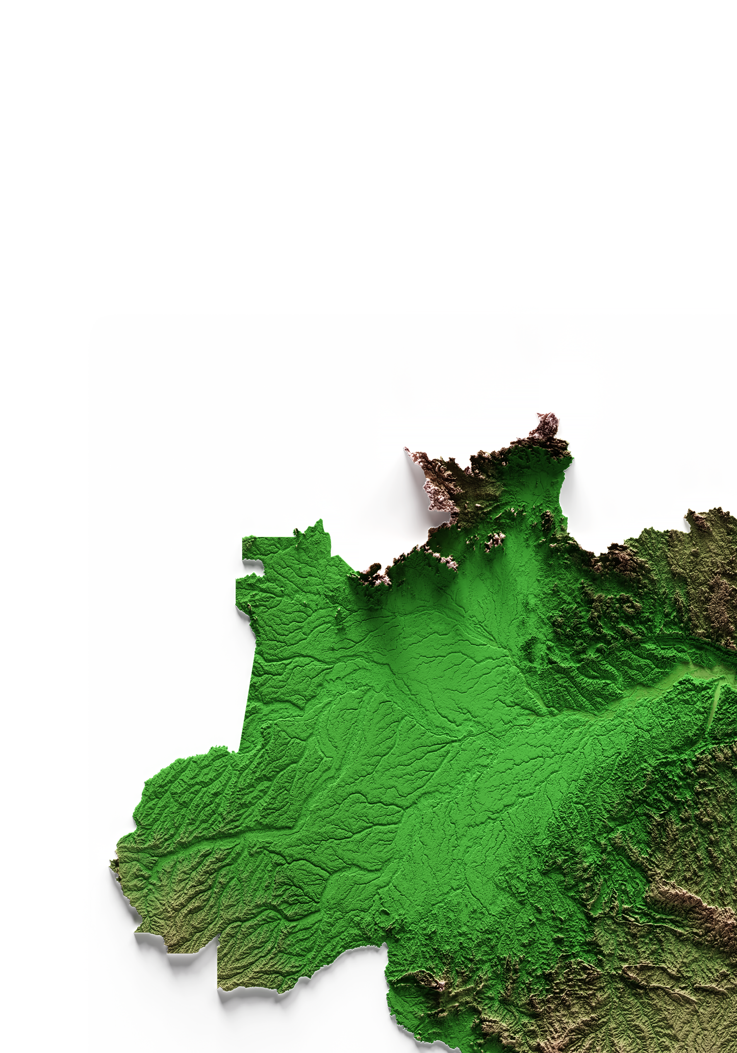 BRAZIL. Mapa de relieve clásico.