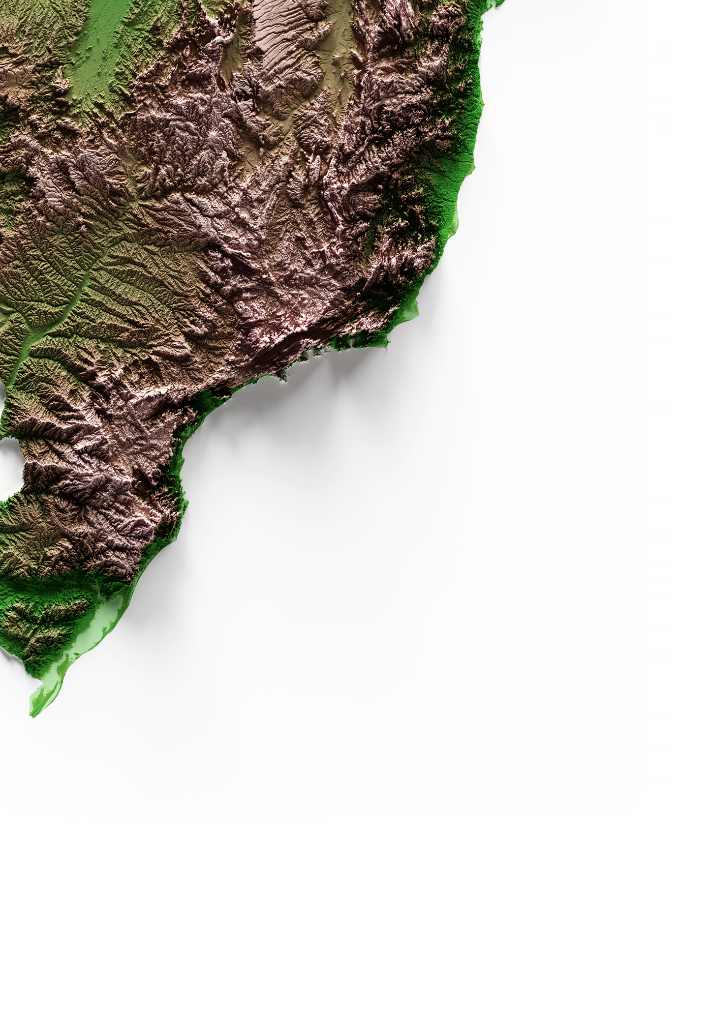 BRAZIL. Mapa de relieve clásico.
