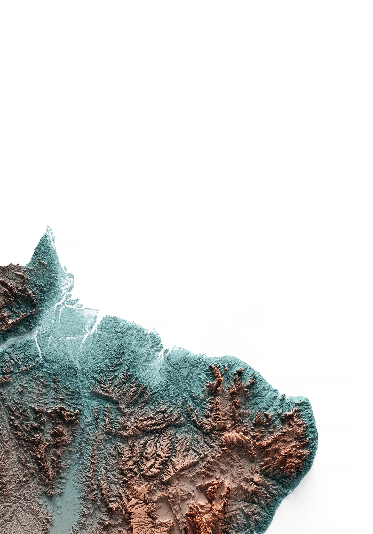 BRAZIL. Mapa de relieve con contraste.
