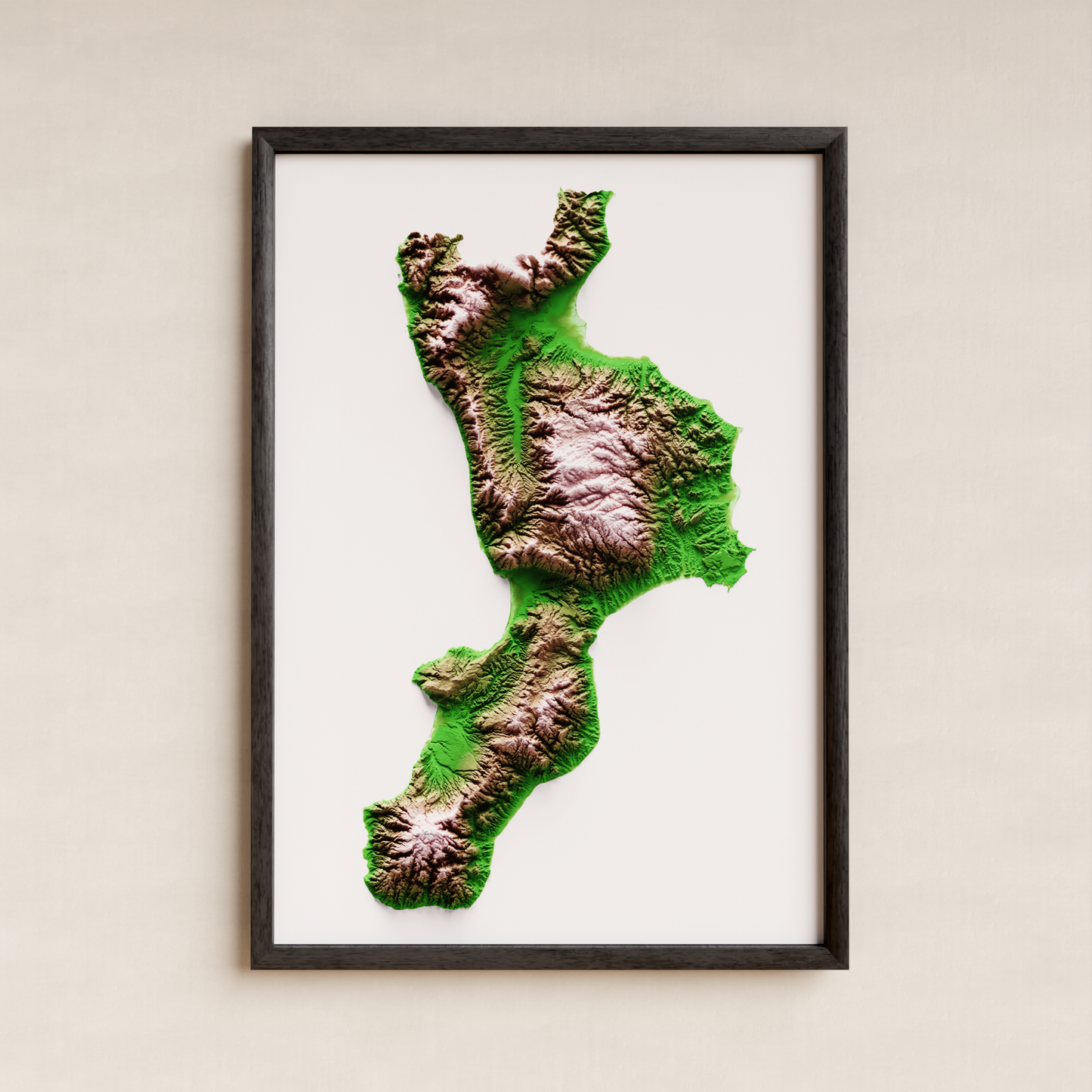 CALABRIA. Mapa de relieve clásico.