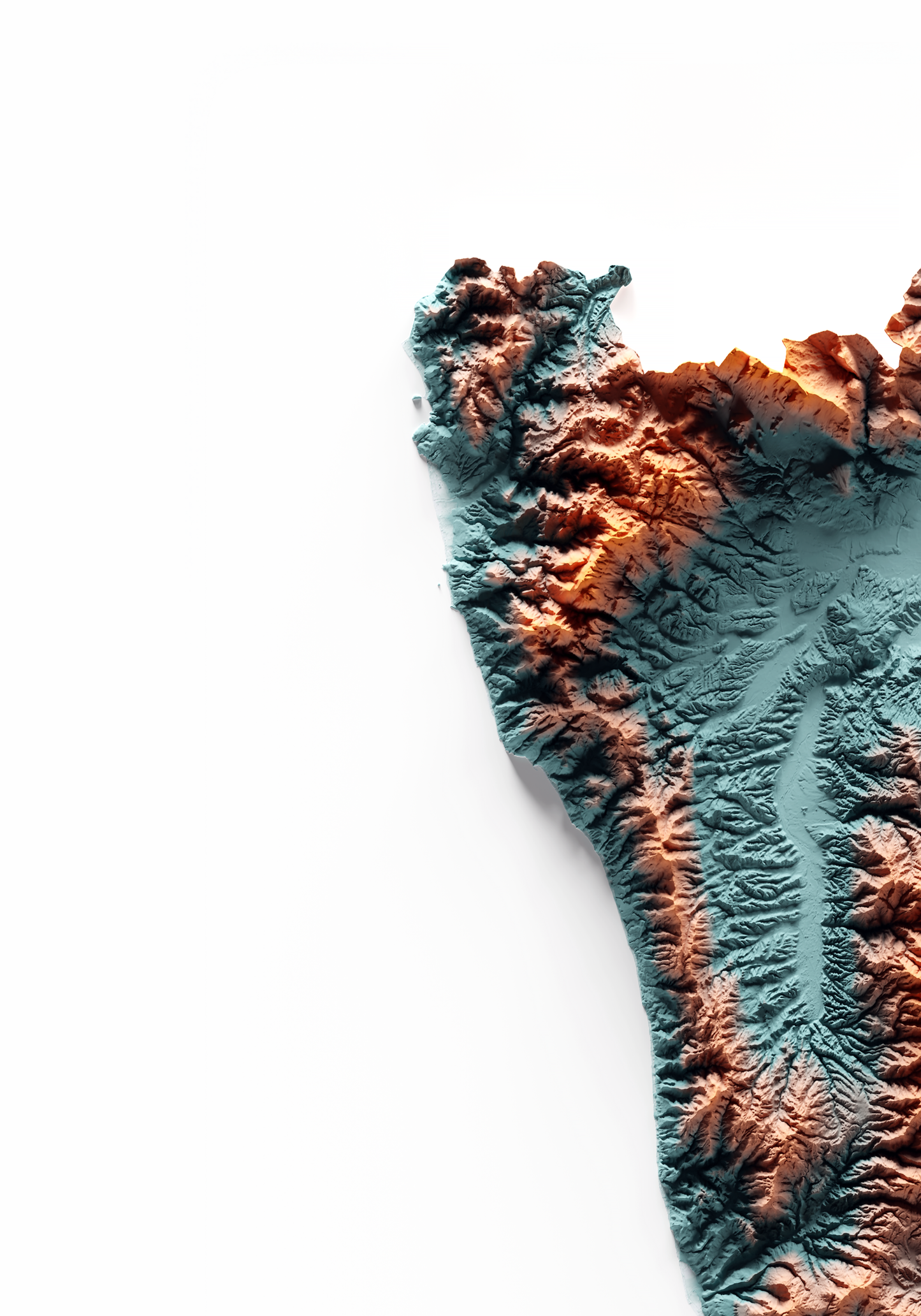 CALABRIA. Mapa de relieve con contraste.
