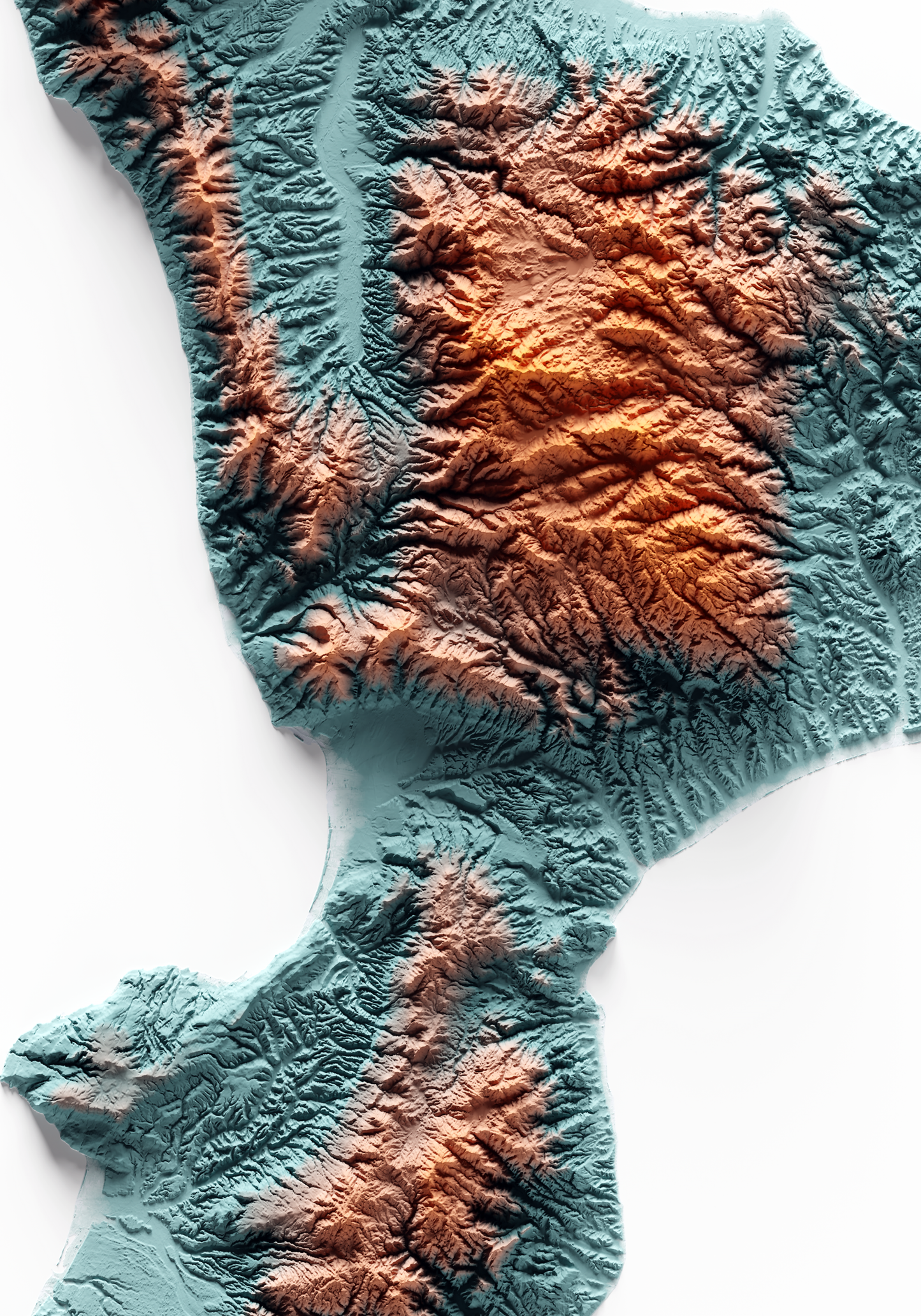 CALABRIA. Mapa de relieve con contraste.