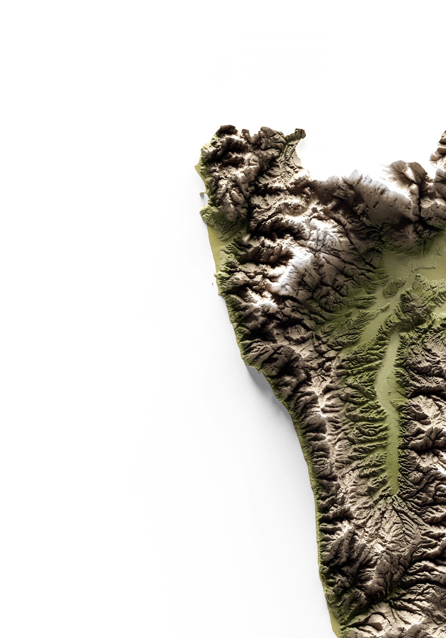 CALABRIA. Mapa de relieve en colores terrosos.