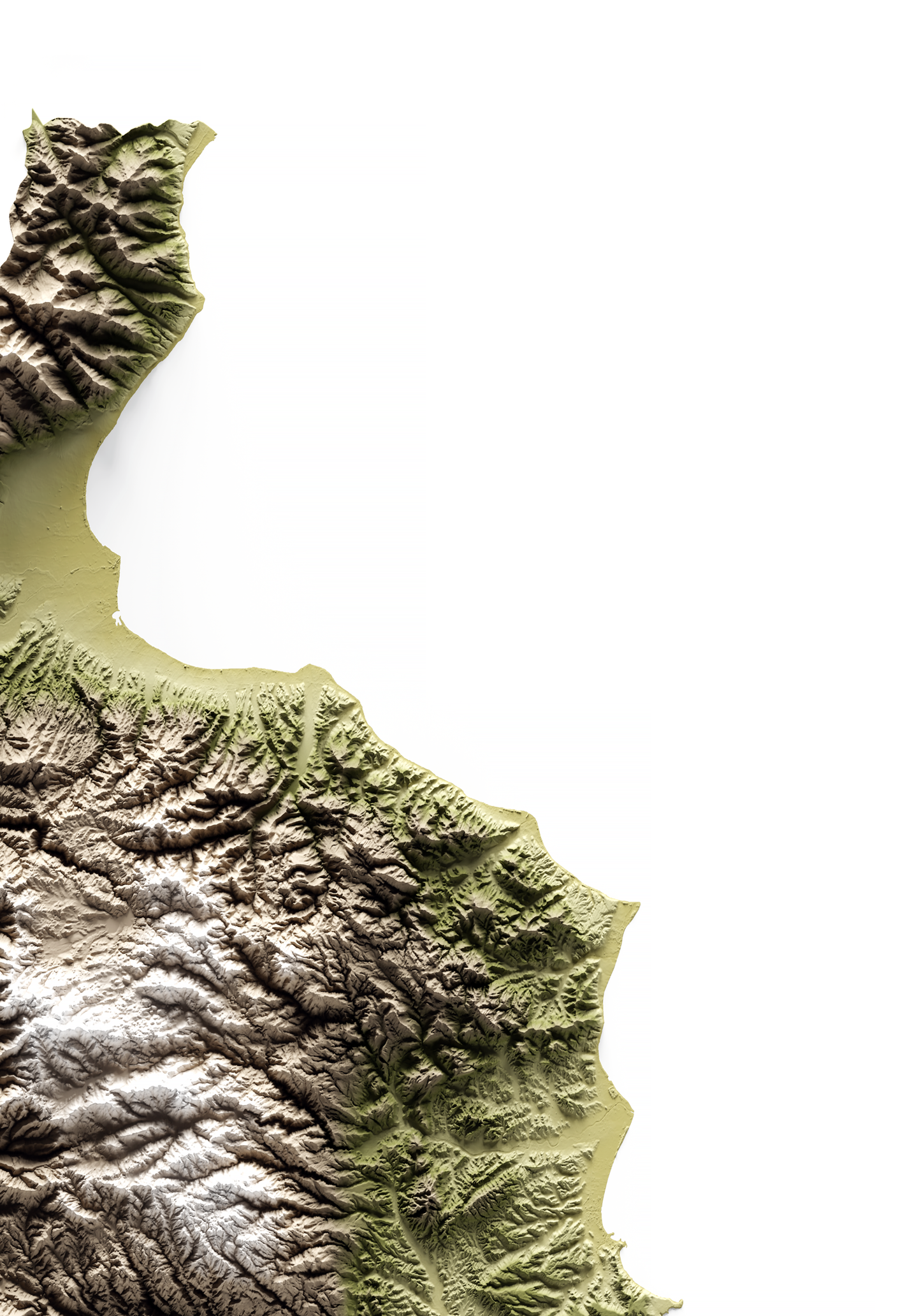 CALABRIA. Mapa de relieve en colores terrosos.