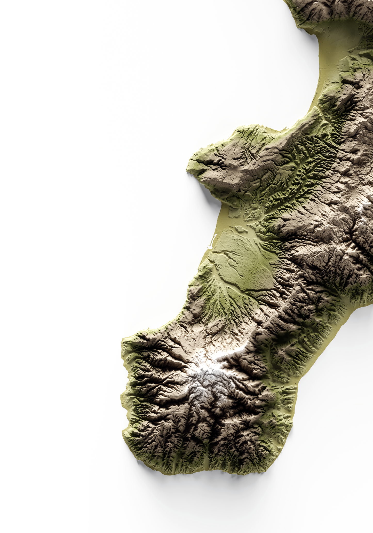 CALABRIA. Mapa de relieve en colores terrosos.