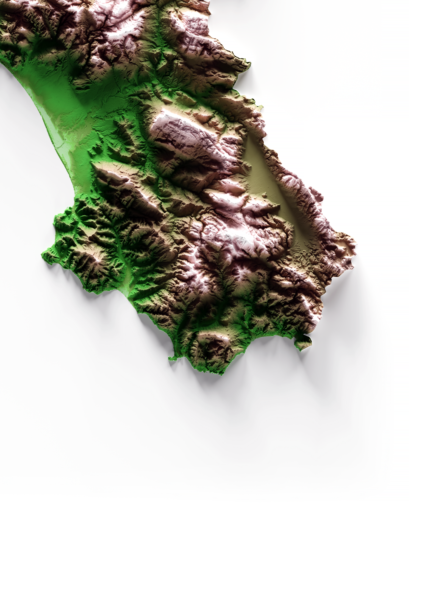 CAMPANIA. Mapa de relieve clásico.