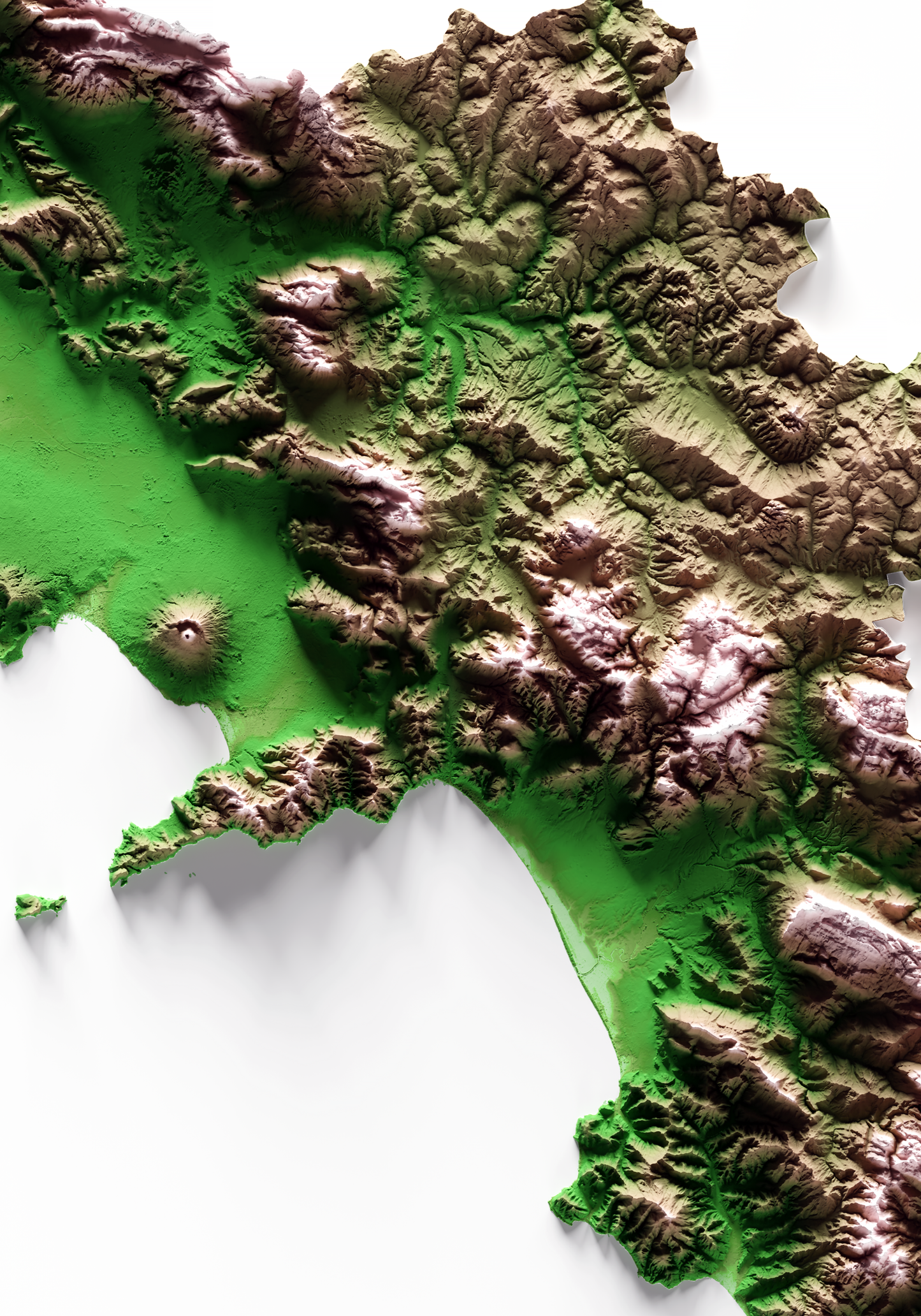 CAMPANIA. Mapa de relieve clásico.
