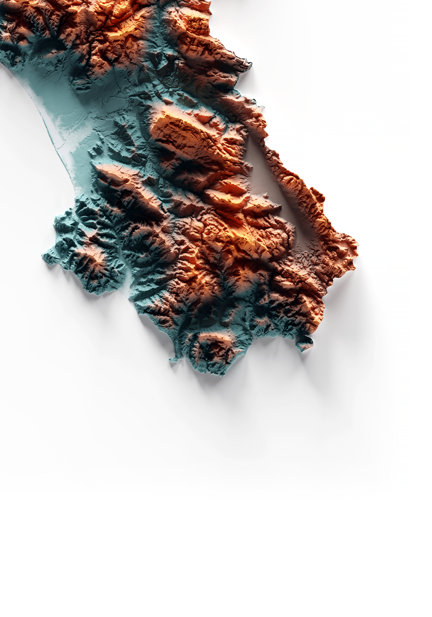 CAMPANIA. Mapa de relieve con contraste.
