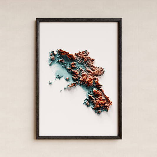 CAMPANIA. Mapa de relieve con contraste.