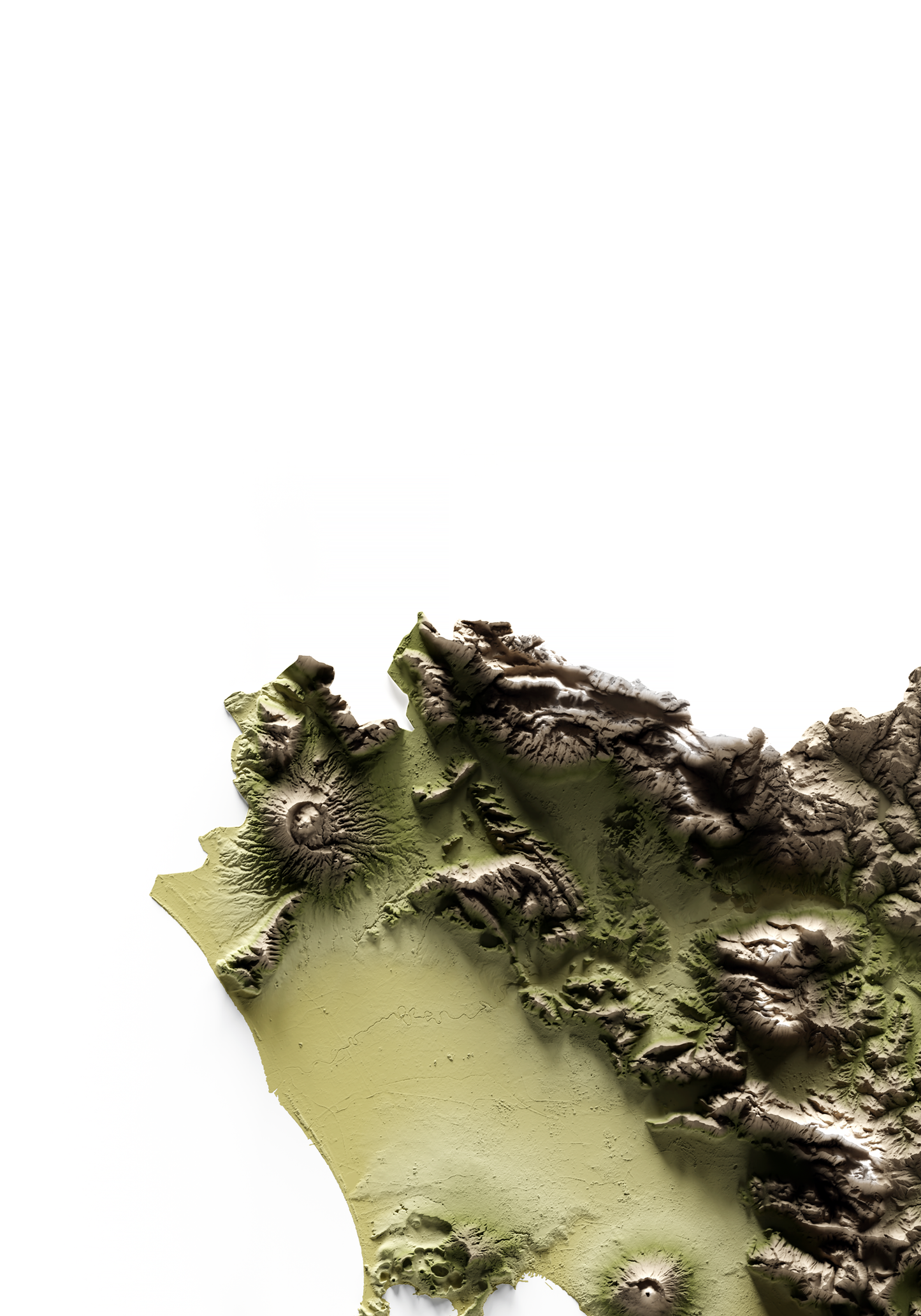 CAMPANIA. Mapa de relieve en colores terrosos.