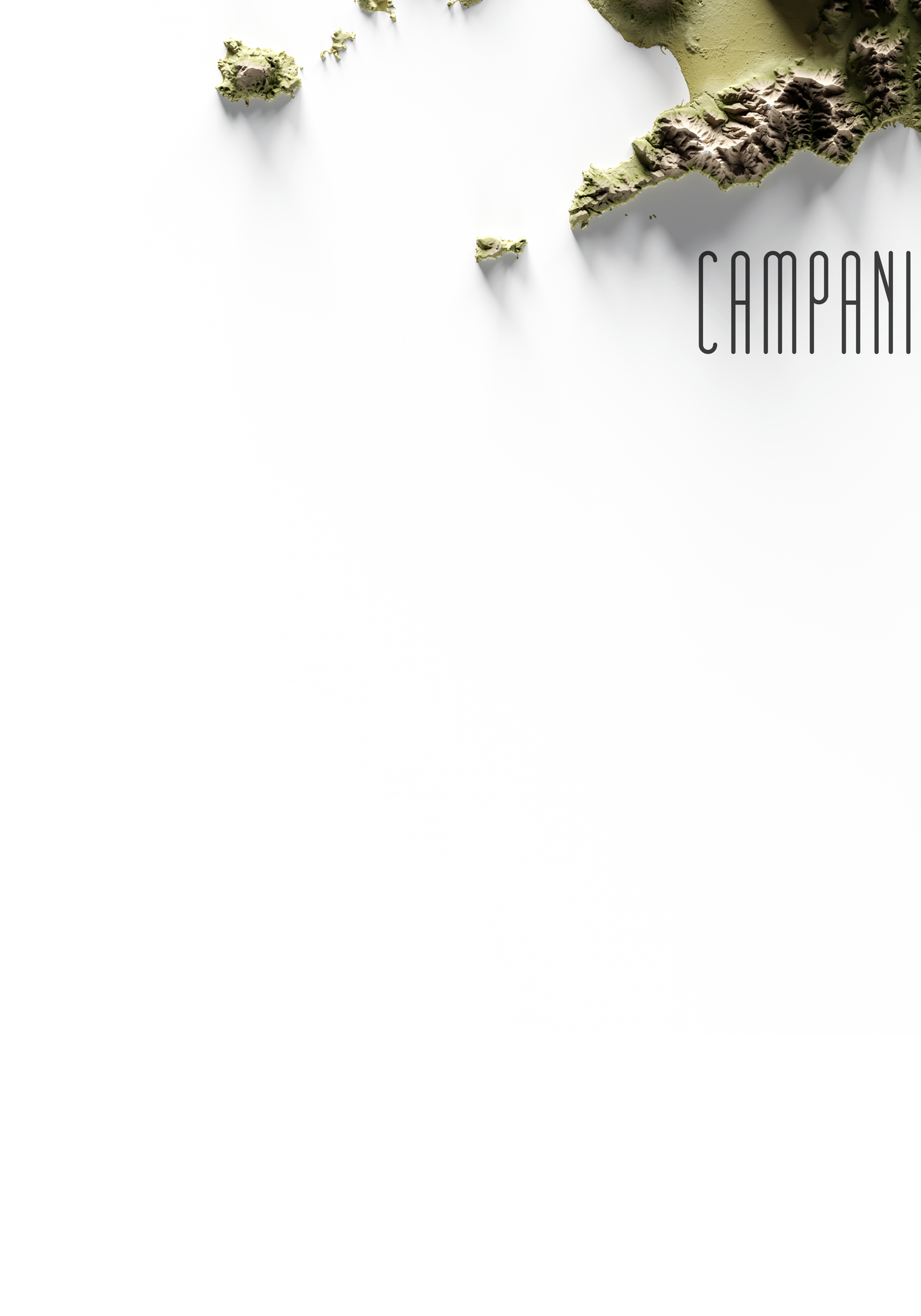 CAMPANIA. Mapa de relieve en colores terrosos.