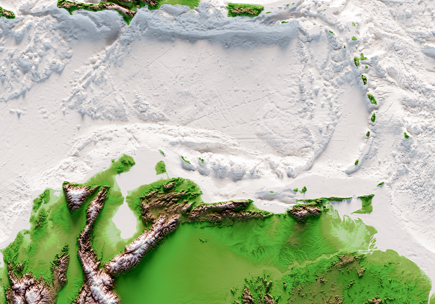CARIBBEAN. Mapa de relieve clásico con batimetría.
