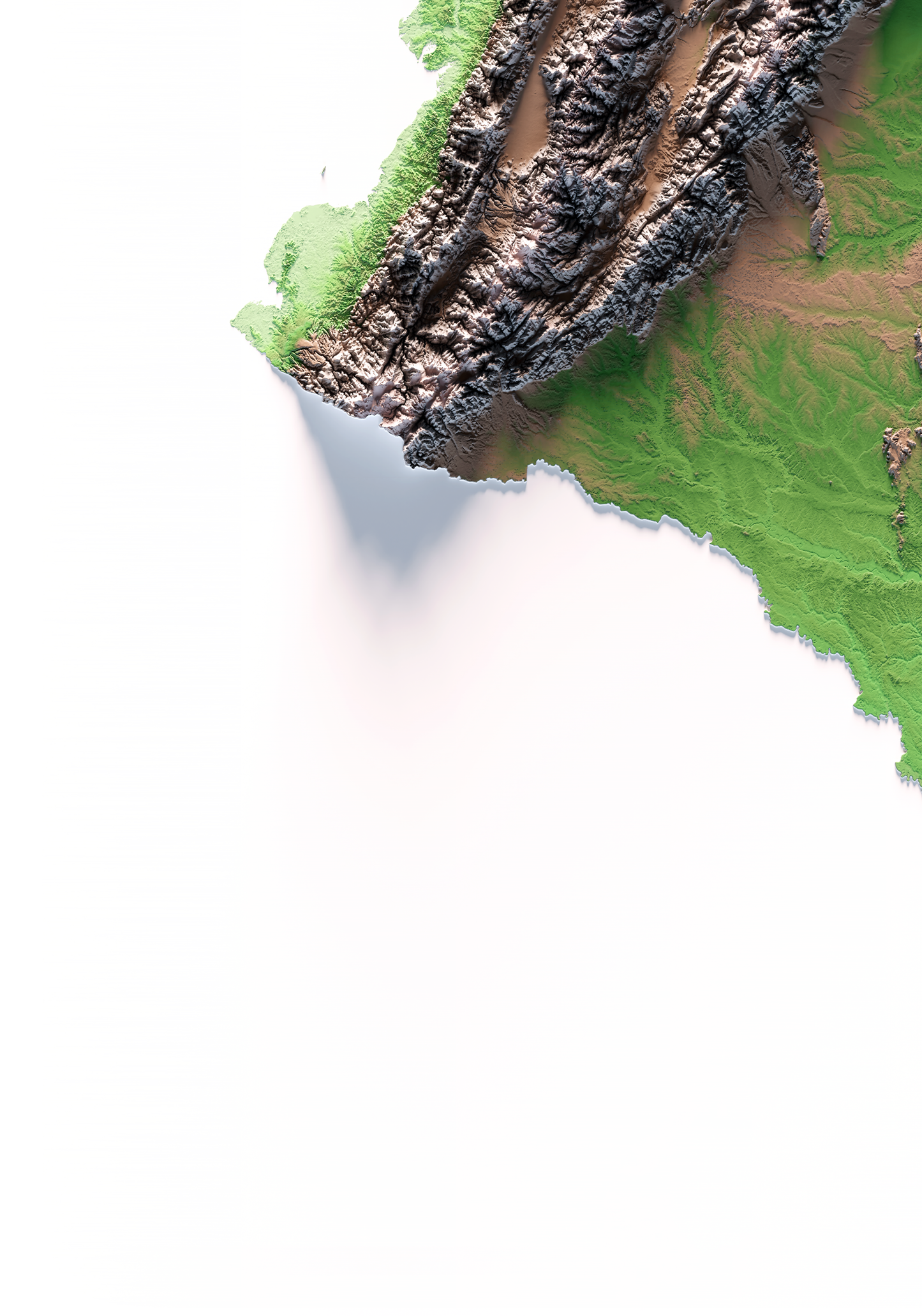 COLOMBIA. Mapa de relieve clásico.