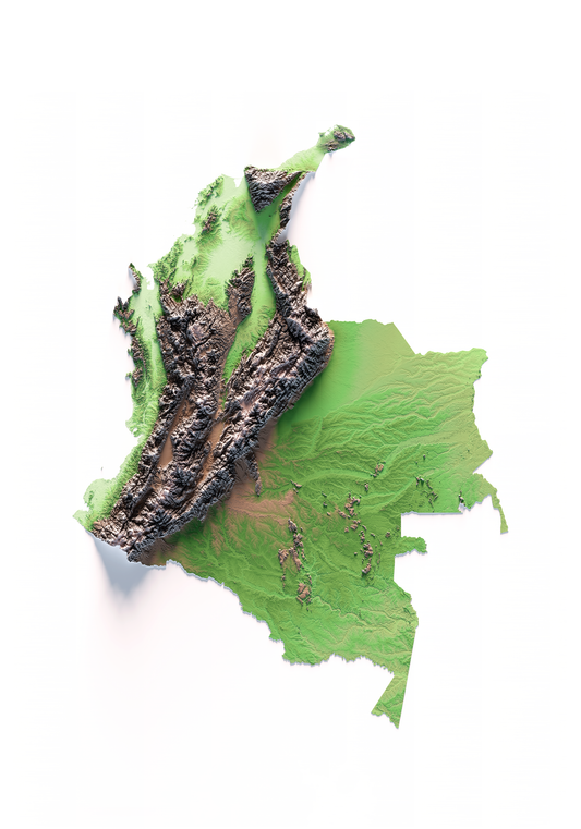 COLOMBIA. Mapa de relieve clásico.