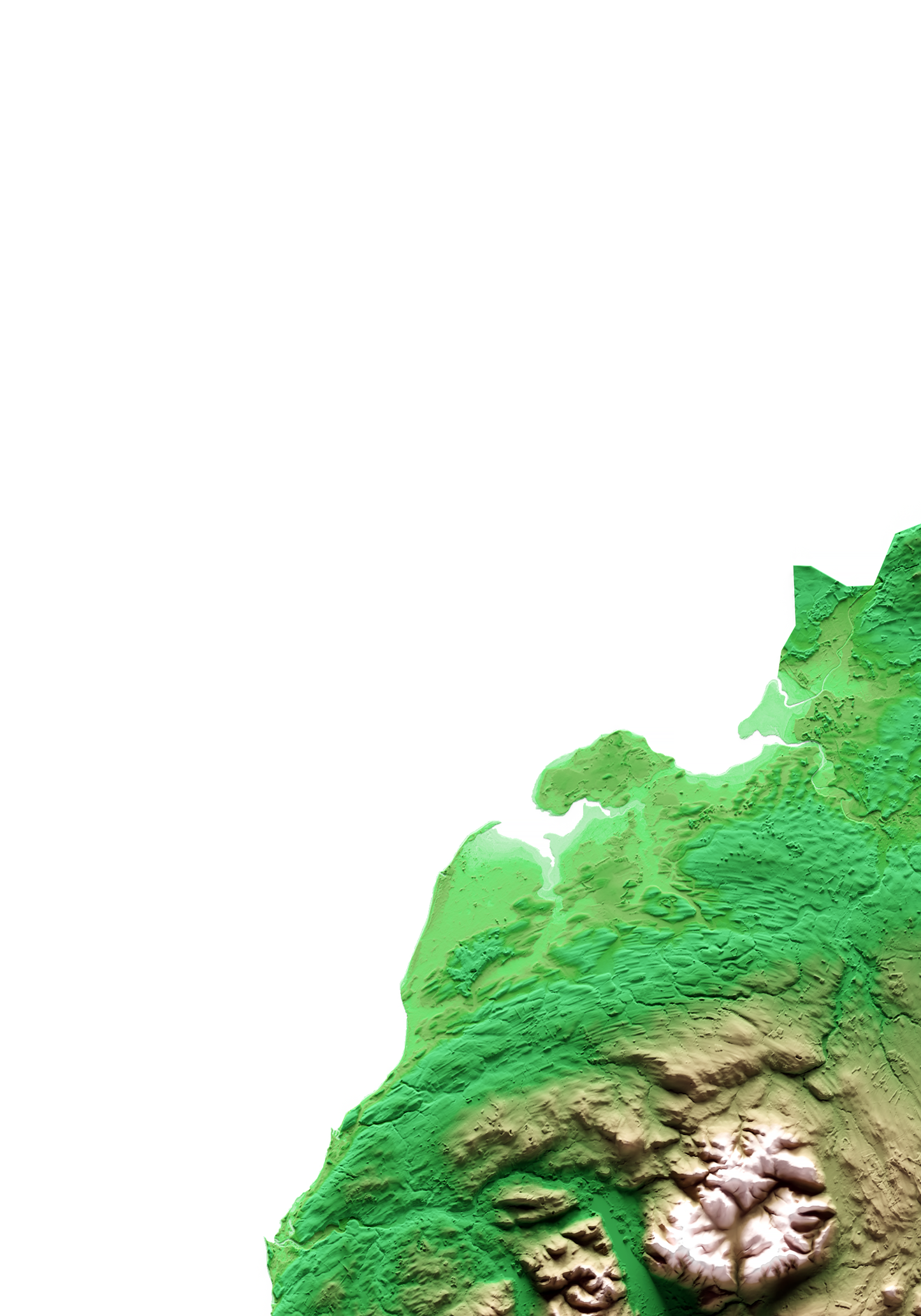 CUMBRIA. Mapa de relieve clásico.