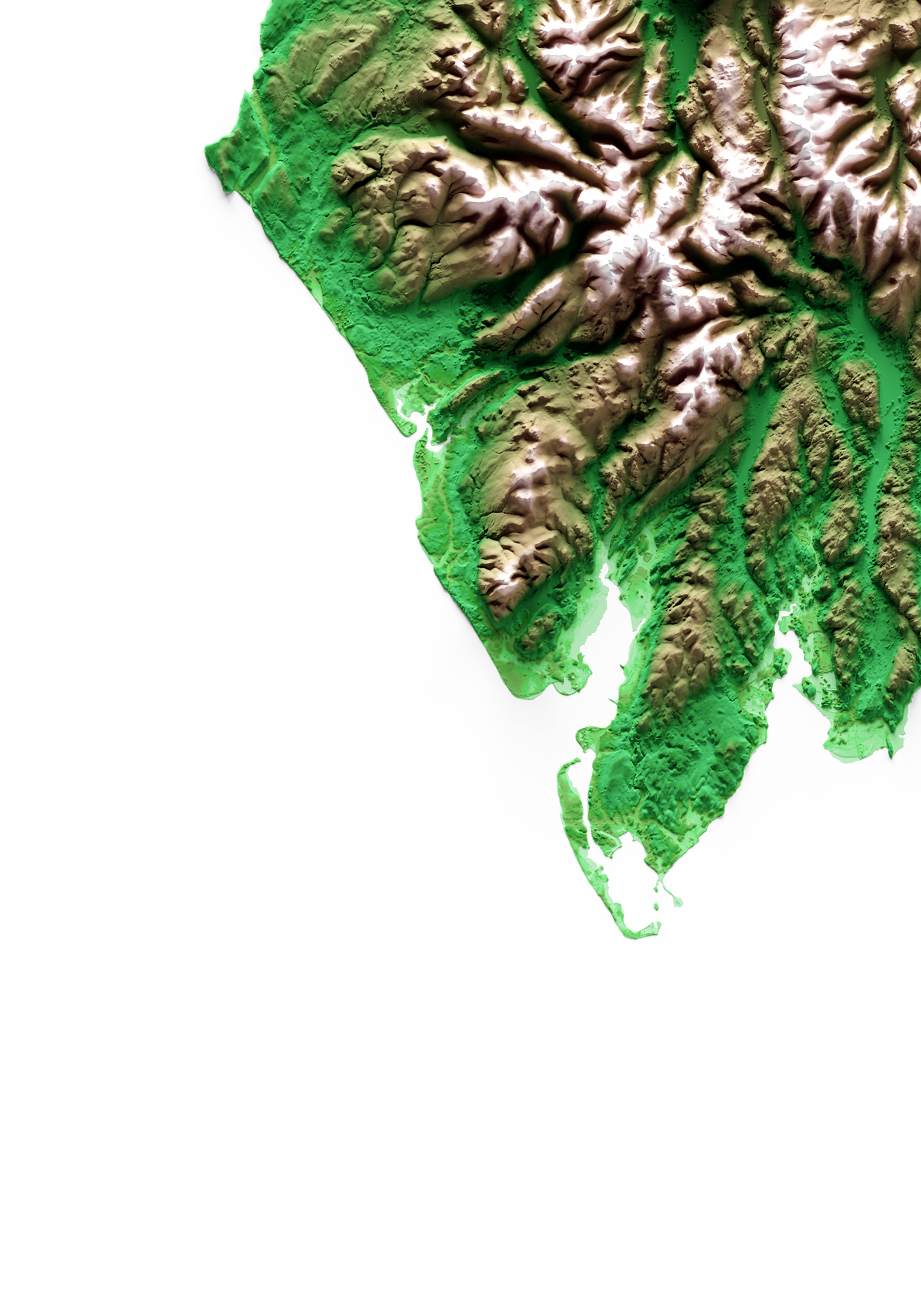 CUMBRIA. Mapa de relieve clásico.