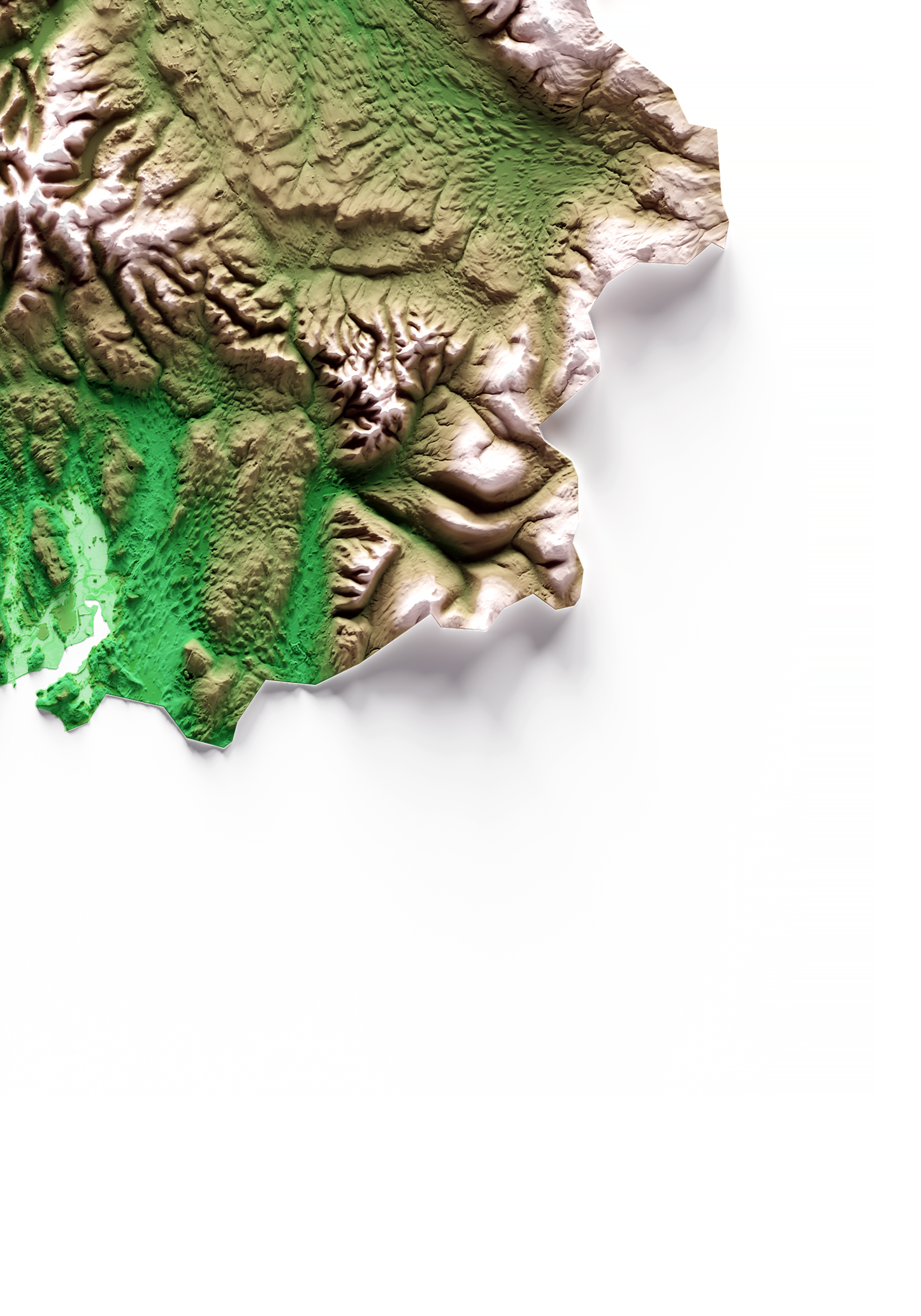 CUMBRIA. Mapa de relieve clásico.