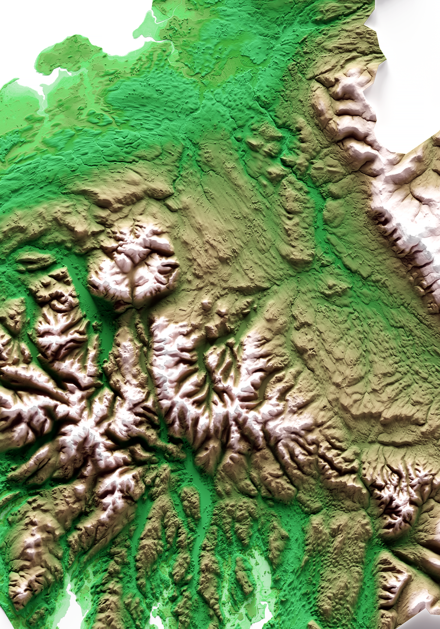 CUMBRIA. Mapa de relieve clásico.