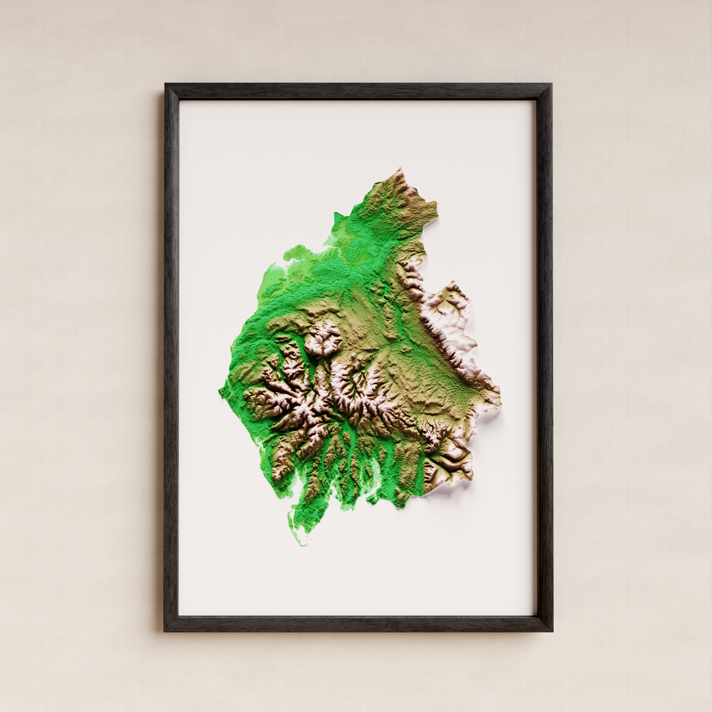 CUMBRIA. Mapa de relieve clásico.
