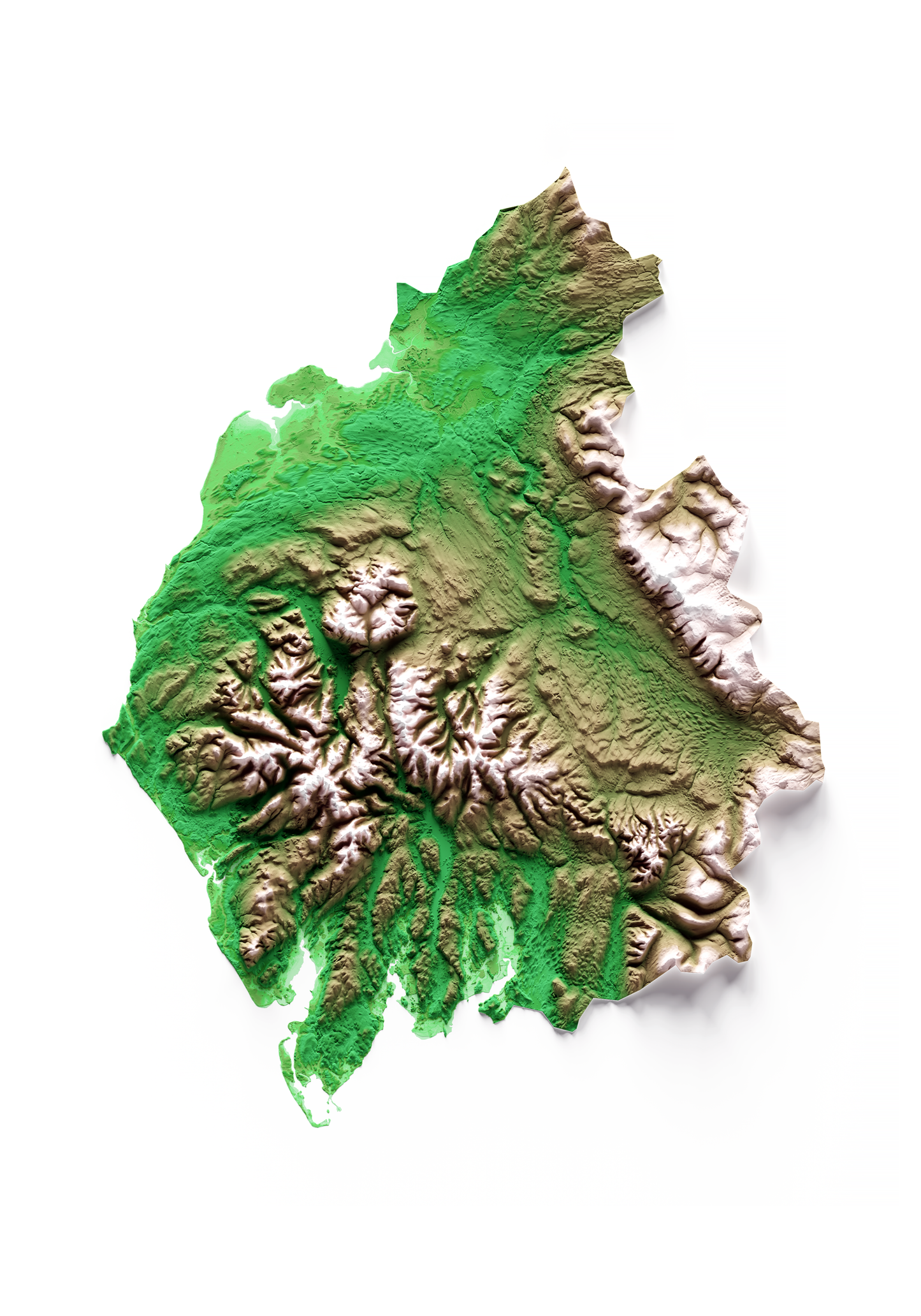 CUMBRIA. Mapa de relieve clásico.