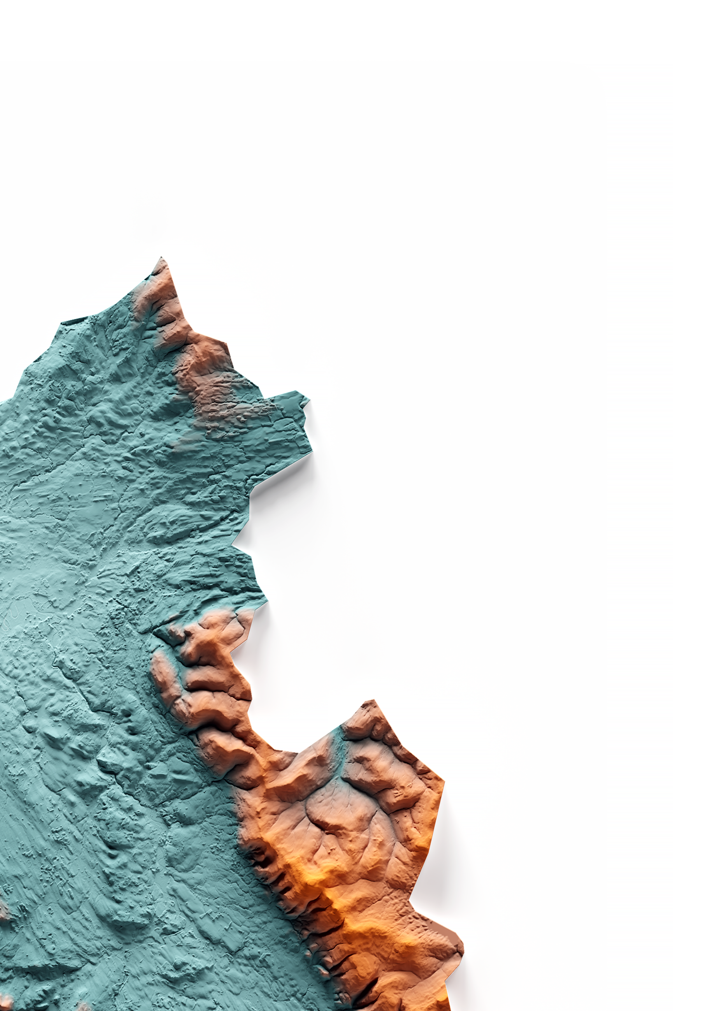 CUMBRIA. Mapa de relieve con contraste.