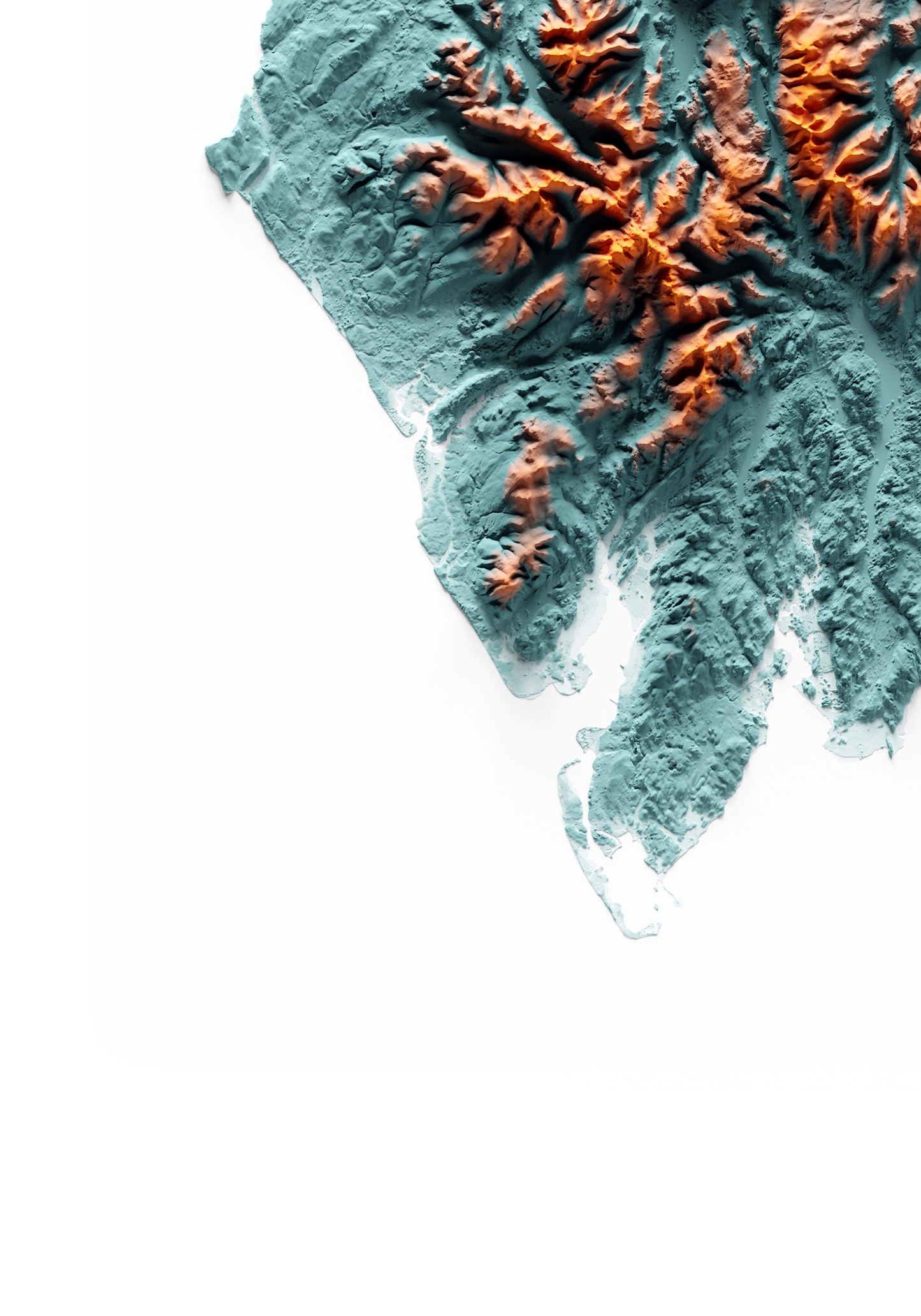 CUMBRIA. Mapa de relieve con contraste.