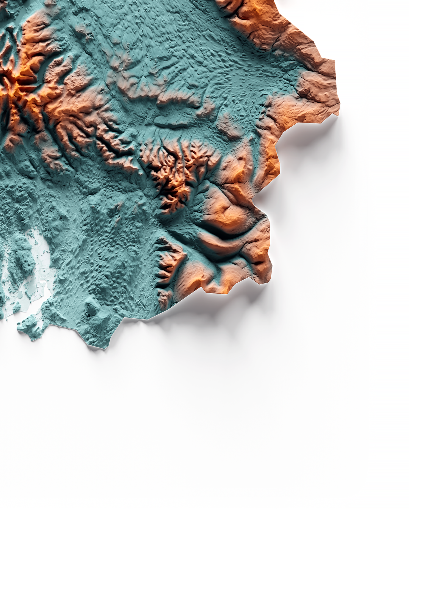 CUMBRIA. Mapa de relieve con contraste.