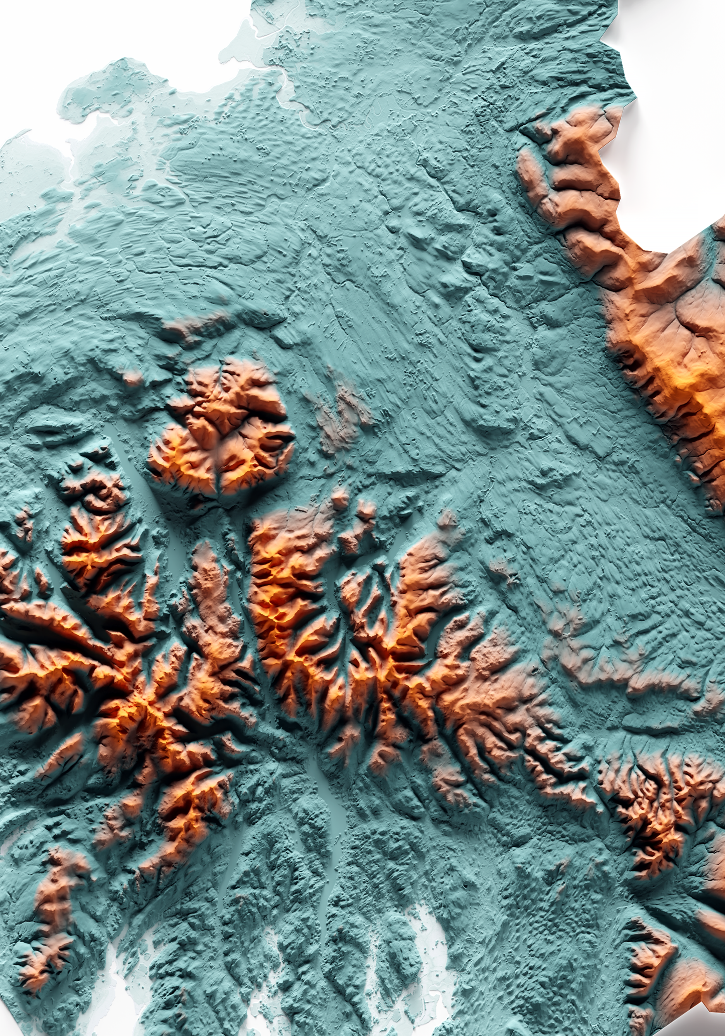 CUMBRIA. Mapa de relieve con contraste.