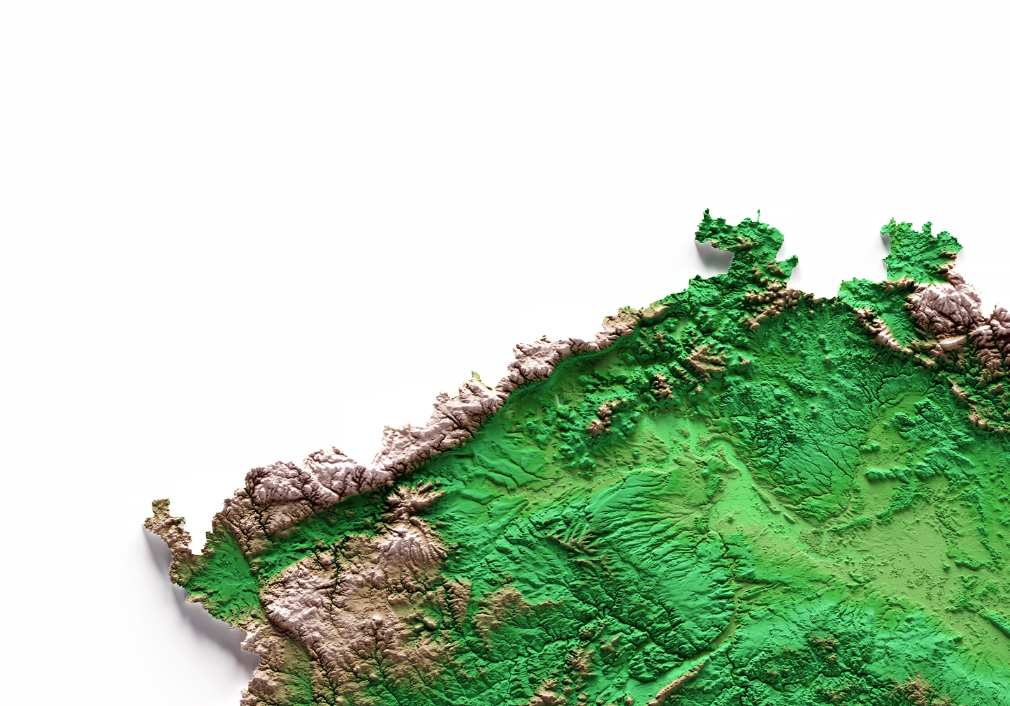 REPÚBLICA CHECA. Mapa de relieve clásico.