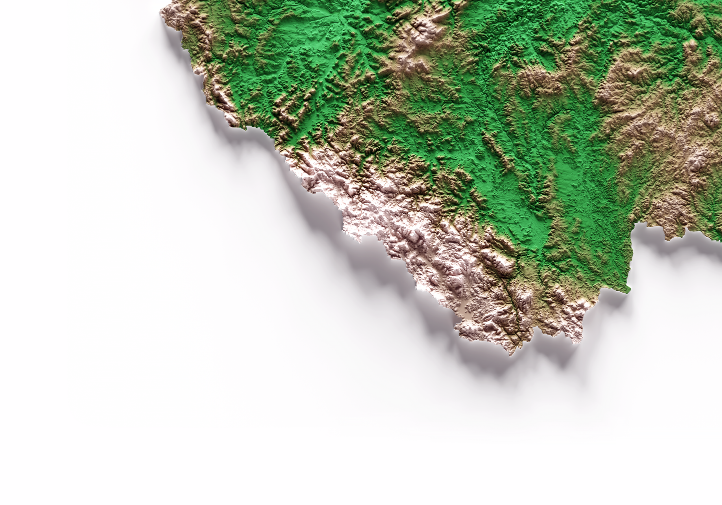 REPÚBLICA CHECA. Mapa de relieve clásico.