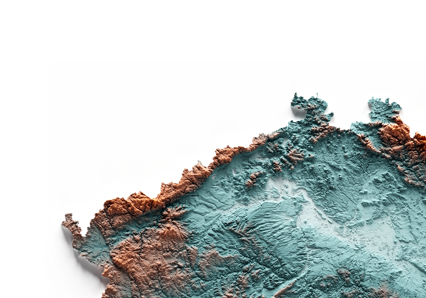 REPÚBLICA CHECA. Mapa de relieve con contraste.